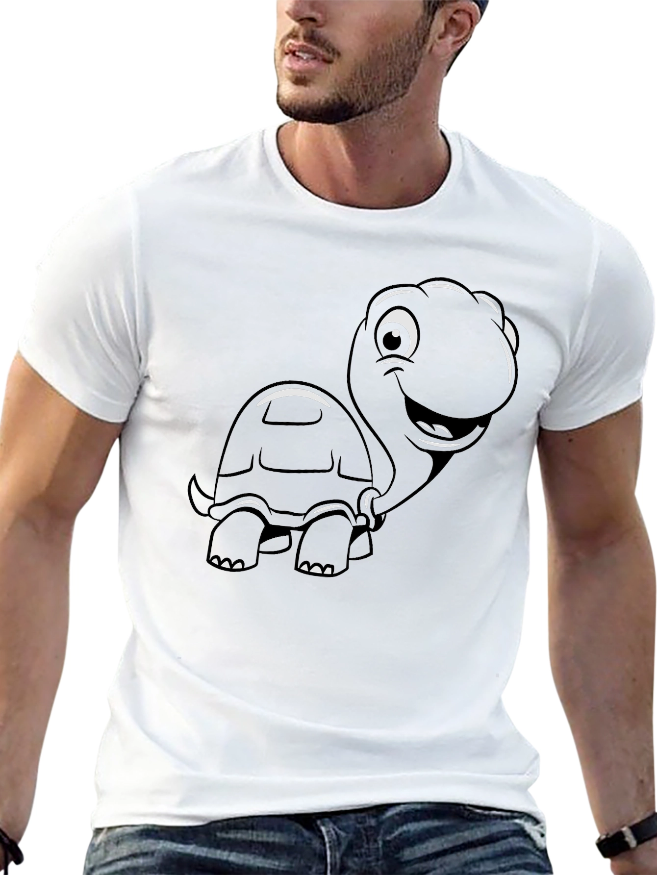 Cartoon Turtle Graphic T-Shirt - Black