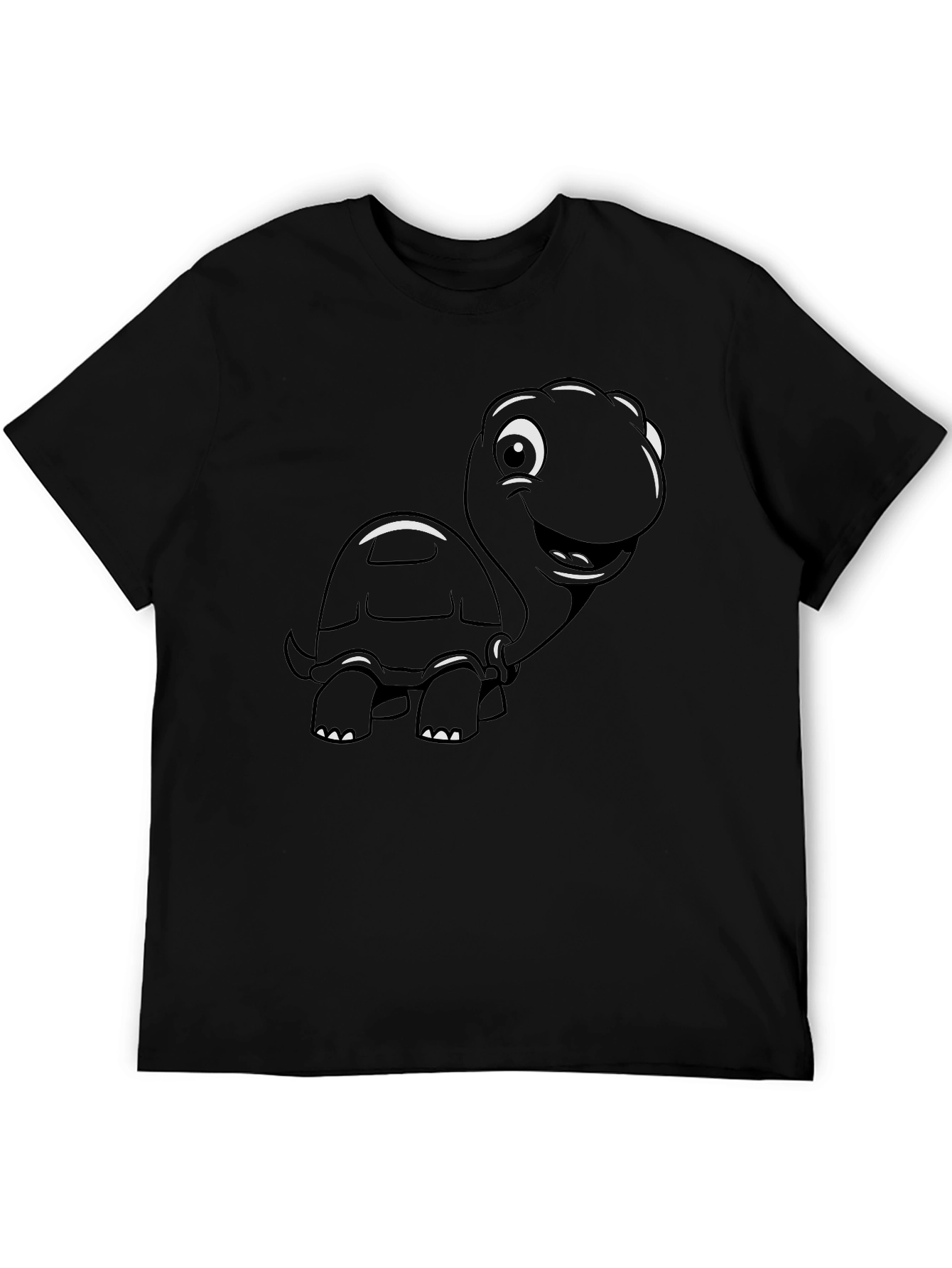 Cartoon Turtle Graphic T-Shirt - Black