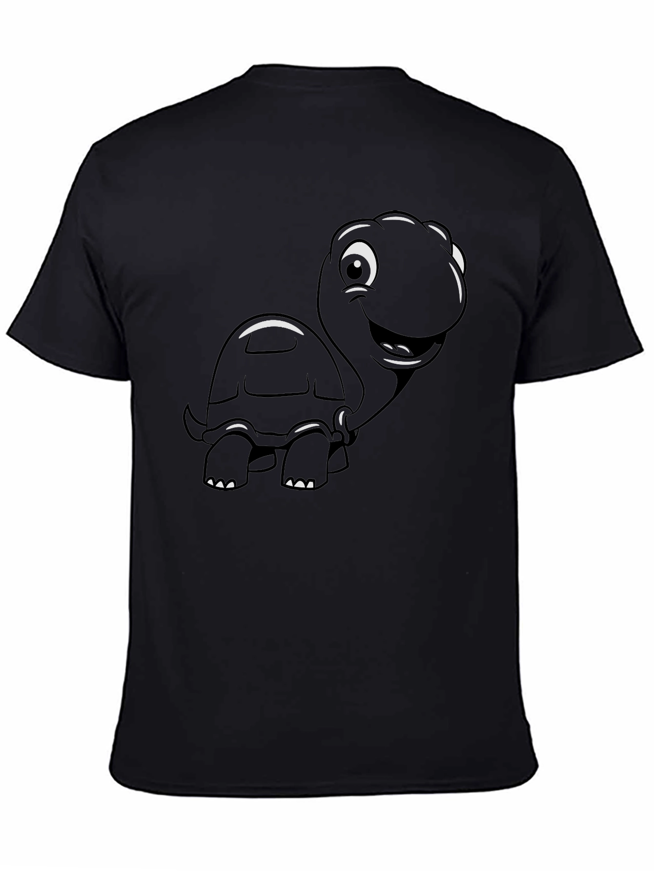 Cartoon Turtle Graphic T-Shirt - Black
