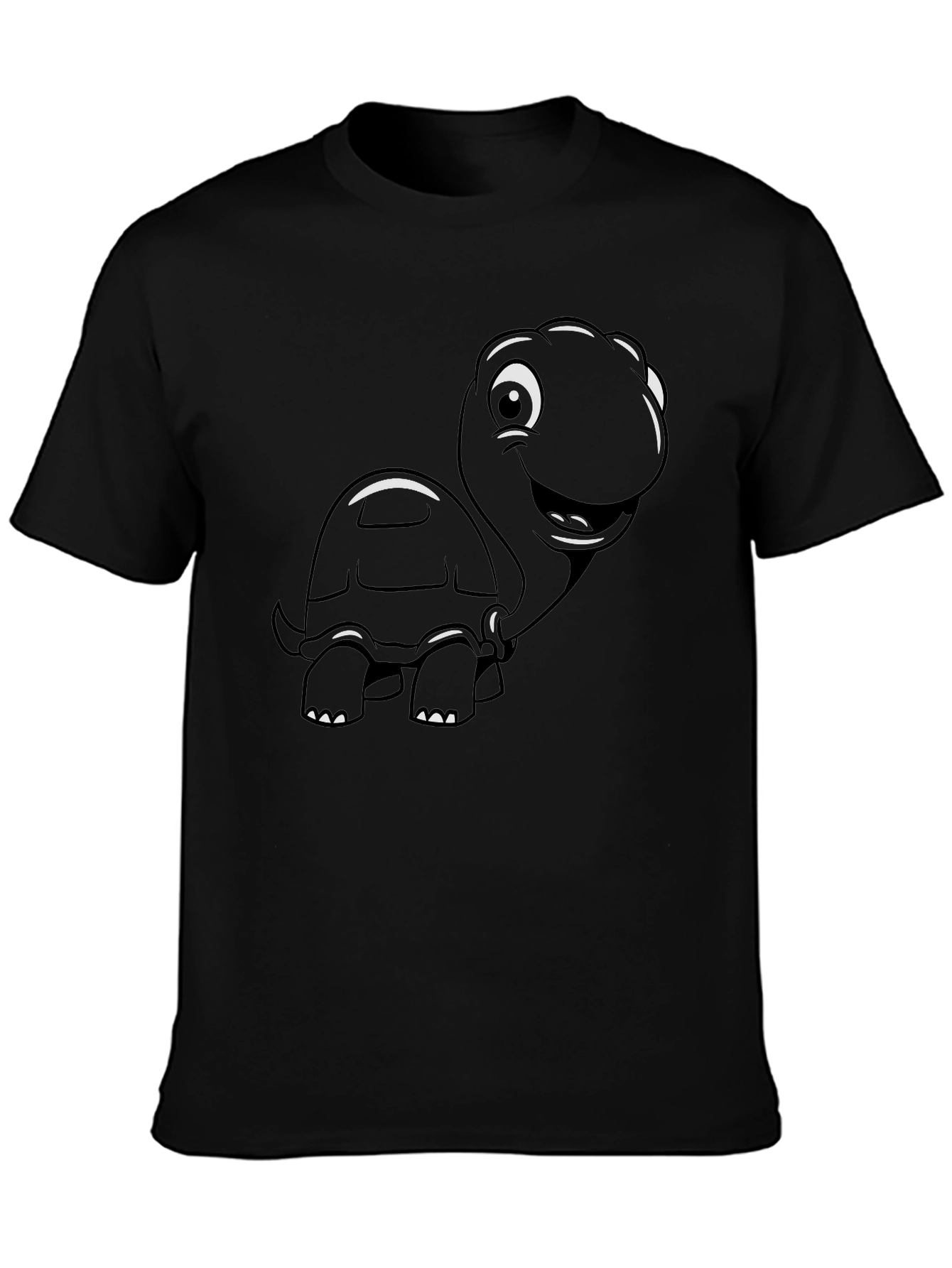 Cartoon Turtle Graphic T-Shirt - Black