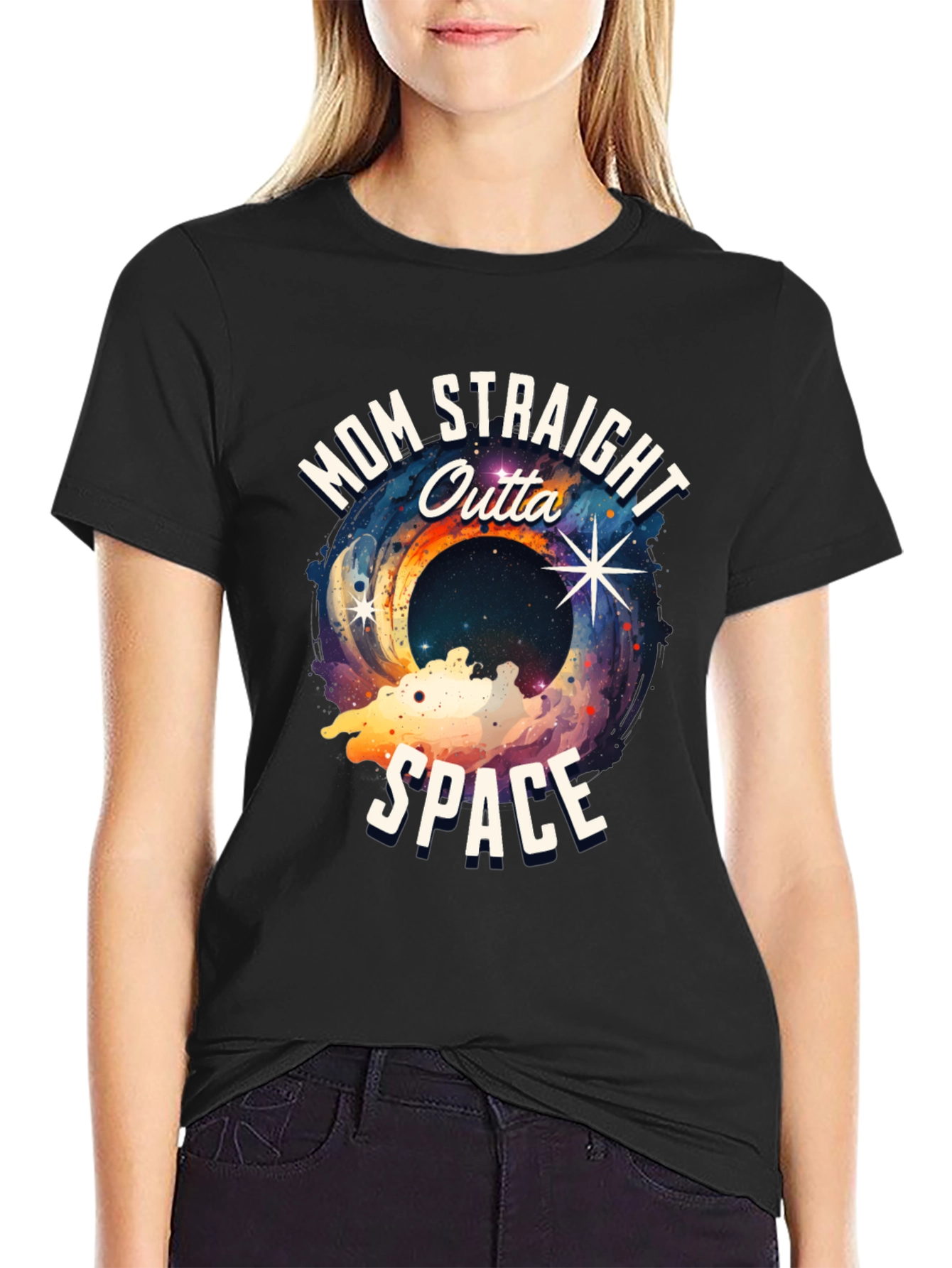 Mom Straight Outta Space Graphic T-Shirt