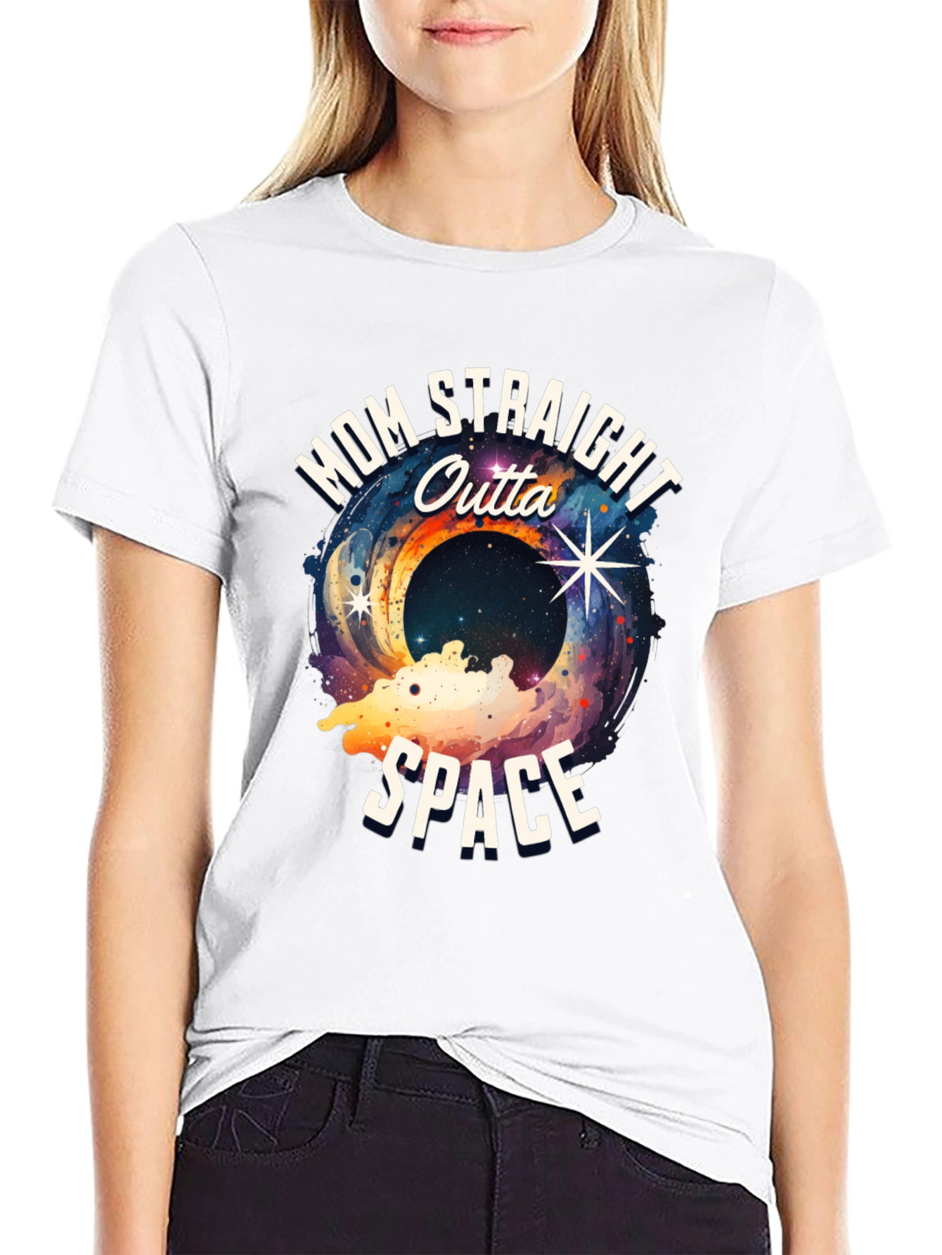 Mom Straight Outta Space Graphic T-Shirt
