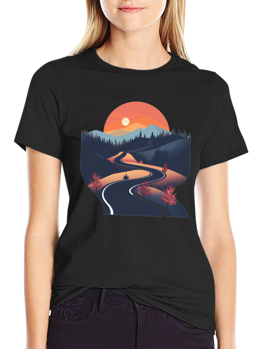 Mountain Road Graphic Tee - Nature Inspired Black T-Shirt