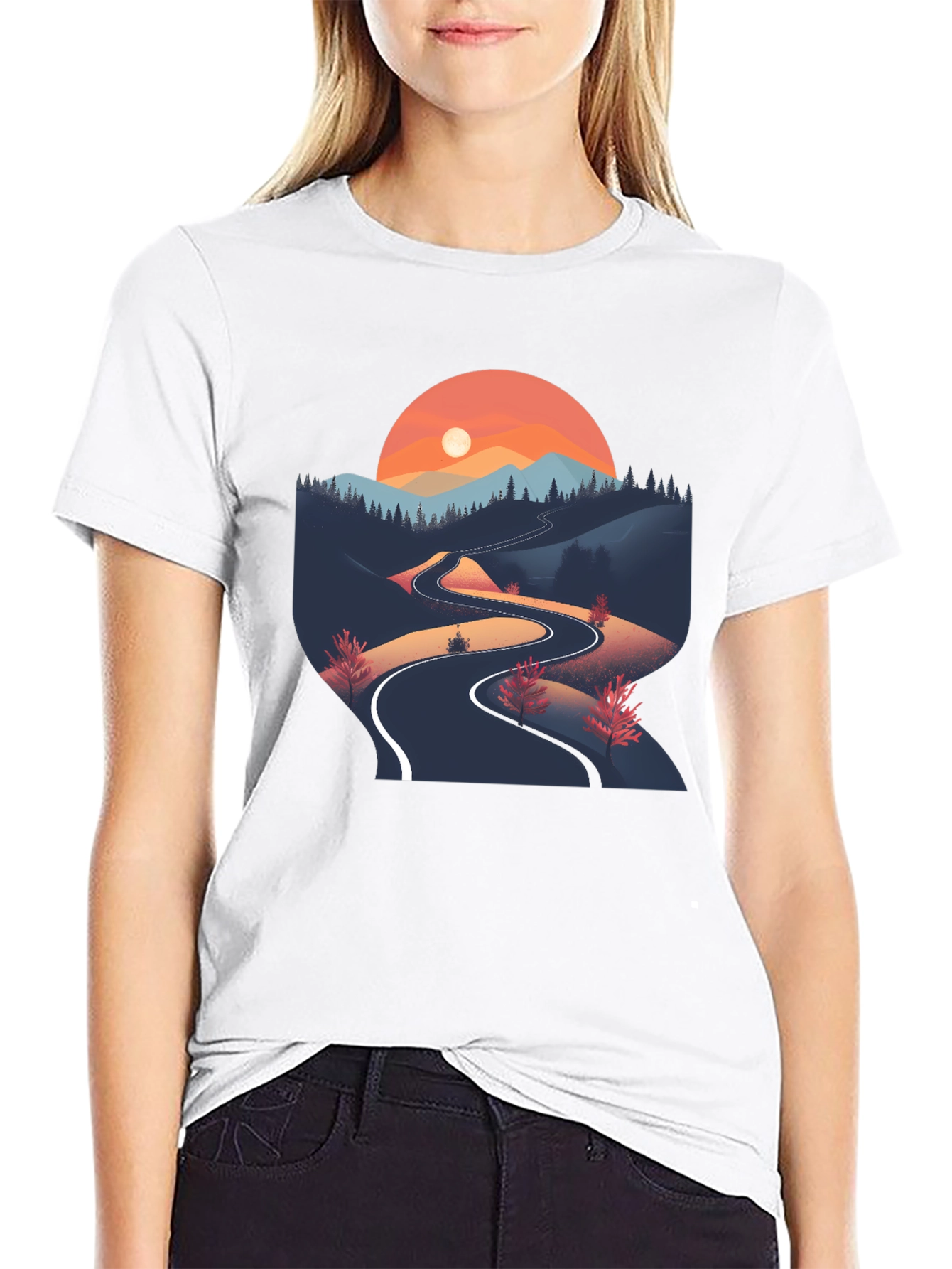 Mountain Road Graphic Tee - Nature Inspired Black T-Shirt