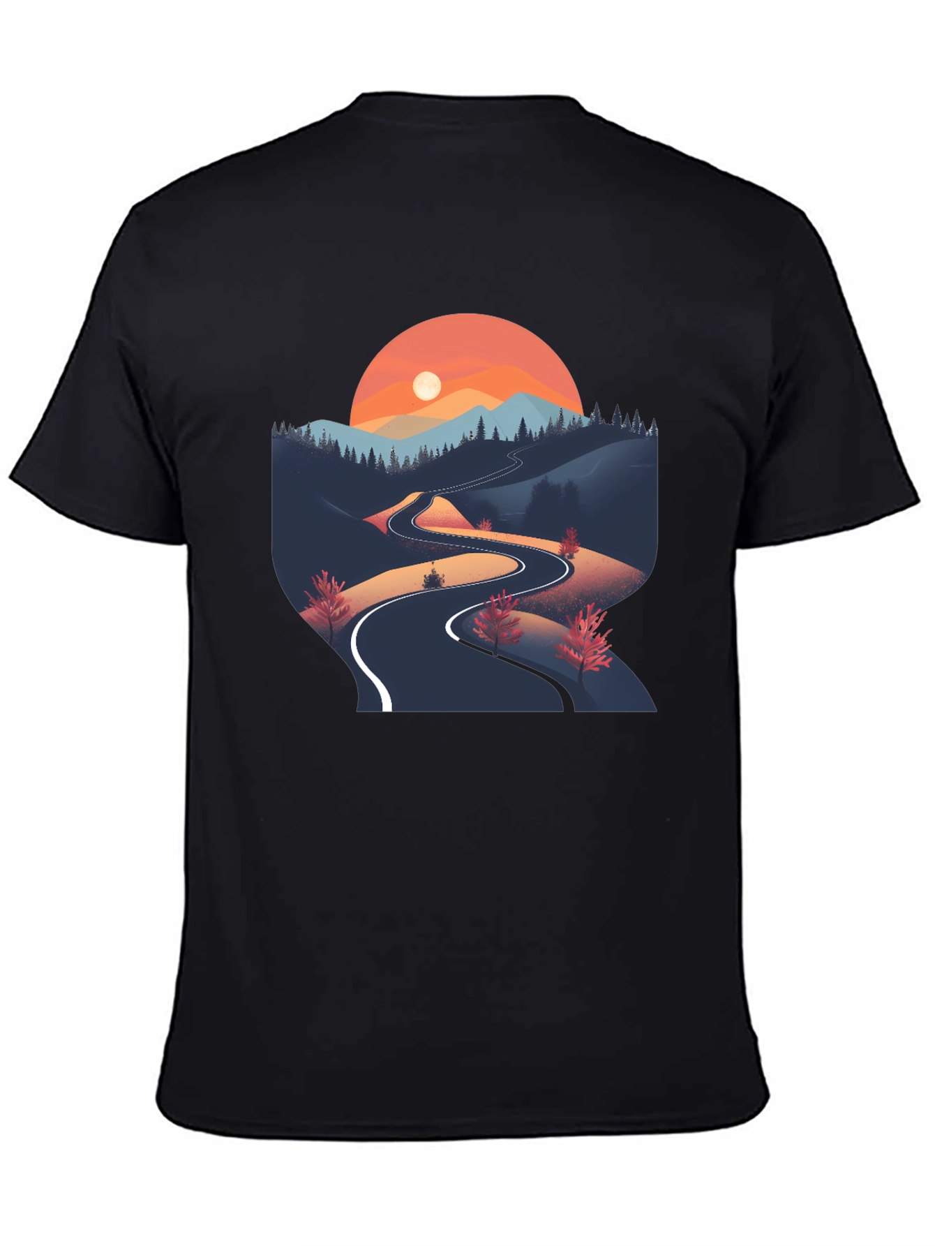 Mountain Road Graphic Tee - Nature Inspired Black T-Shirt