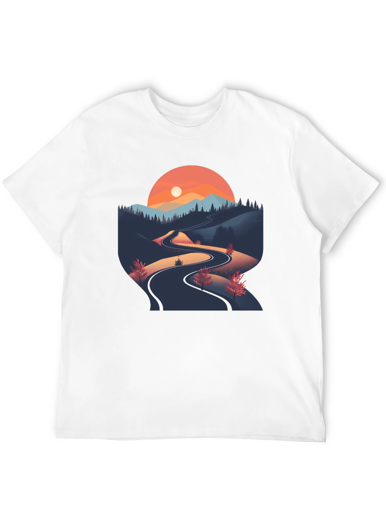 Mountain Road Graphic Tee - Nature Inspired Black T-Shirt