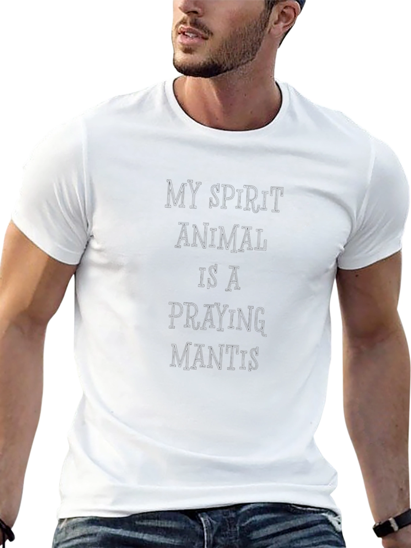 Praying Mantis Spirit Animal Black Graphic T-Shirt
