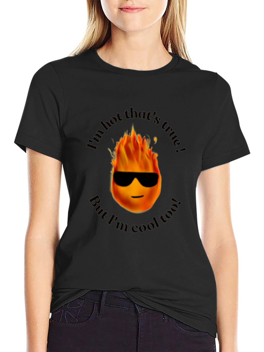 Cool & Hot Graphic T-Shirt - Funny Flame Emoji Tee