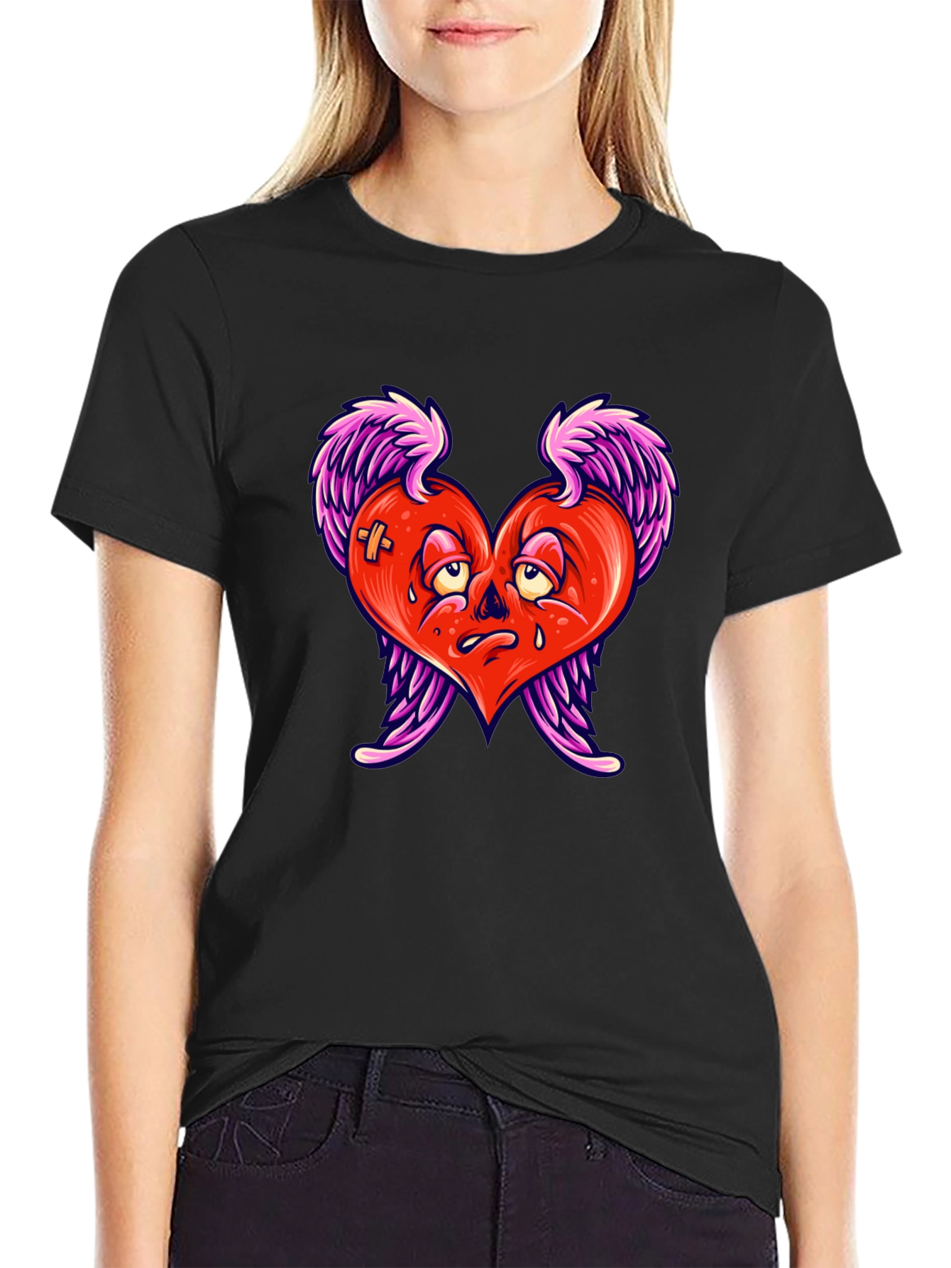 Heartbreak Tee - Winged Heart Graphic Black T-Shirt