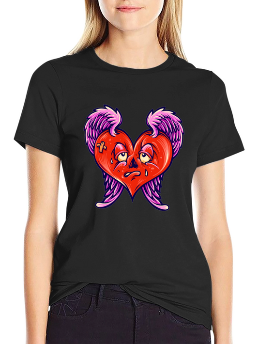 Heartbreak Tee - Winged Heart Graphic Black T-Shirt