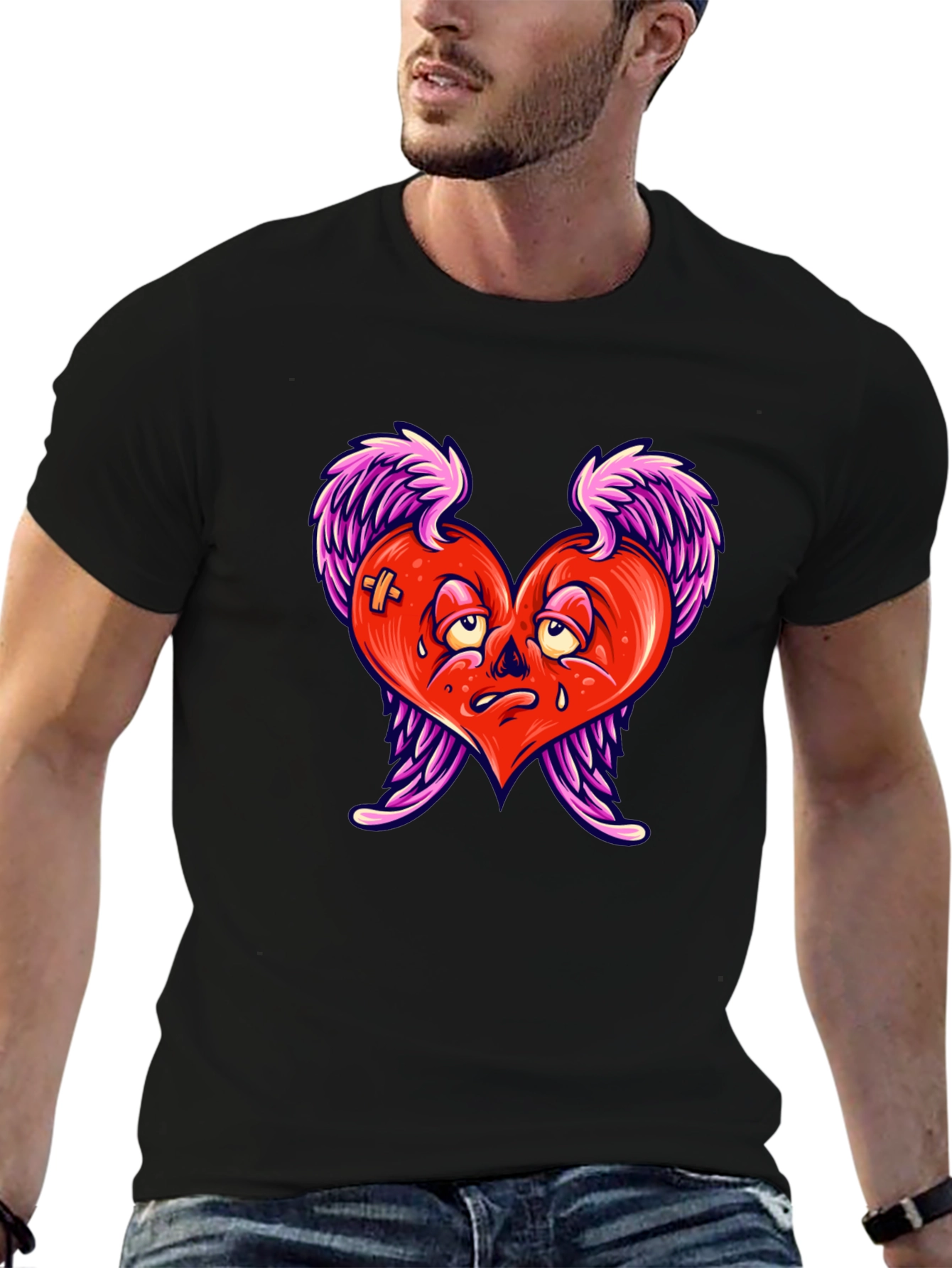 Heartbreak Tee - Winged Heart Graphic Black T-Shirt