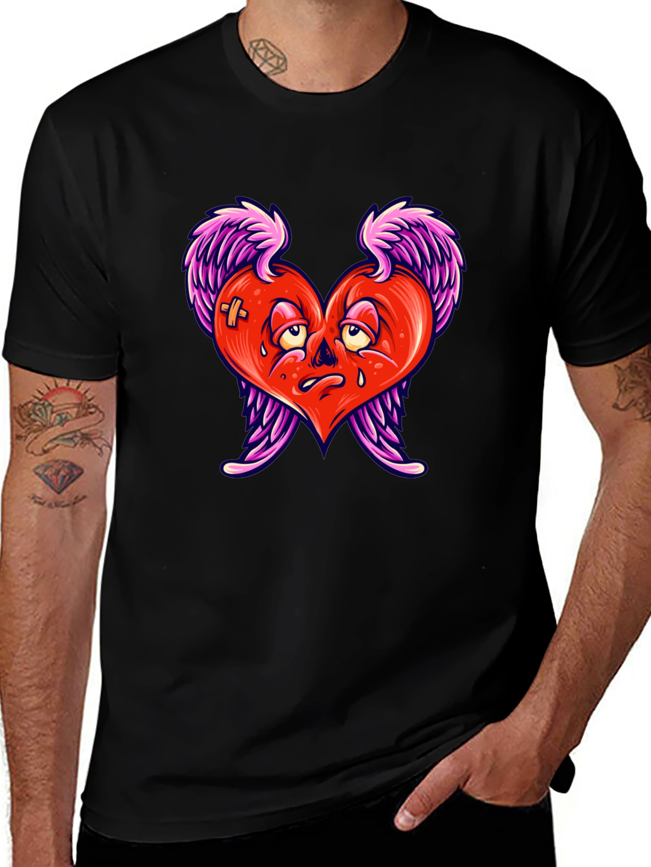 Heartbreak Tee - Winged Heart Graphic Black T-Shirt