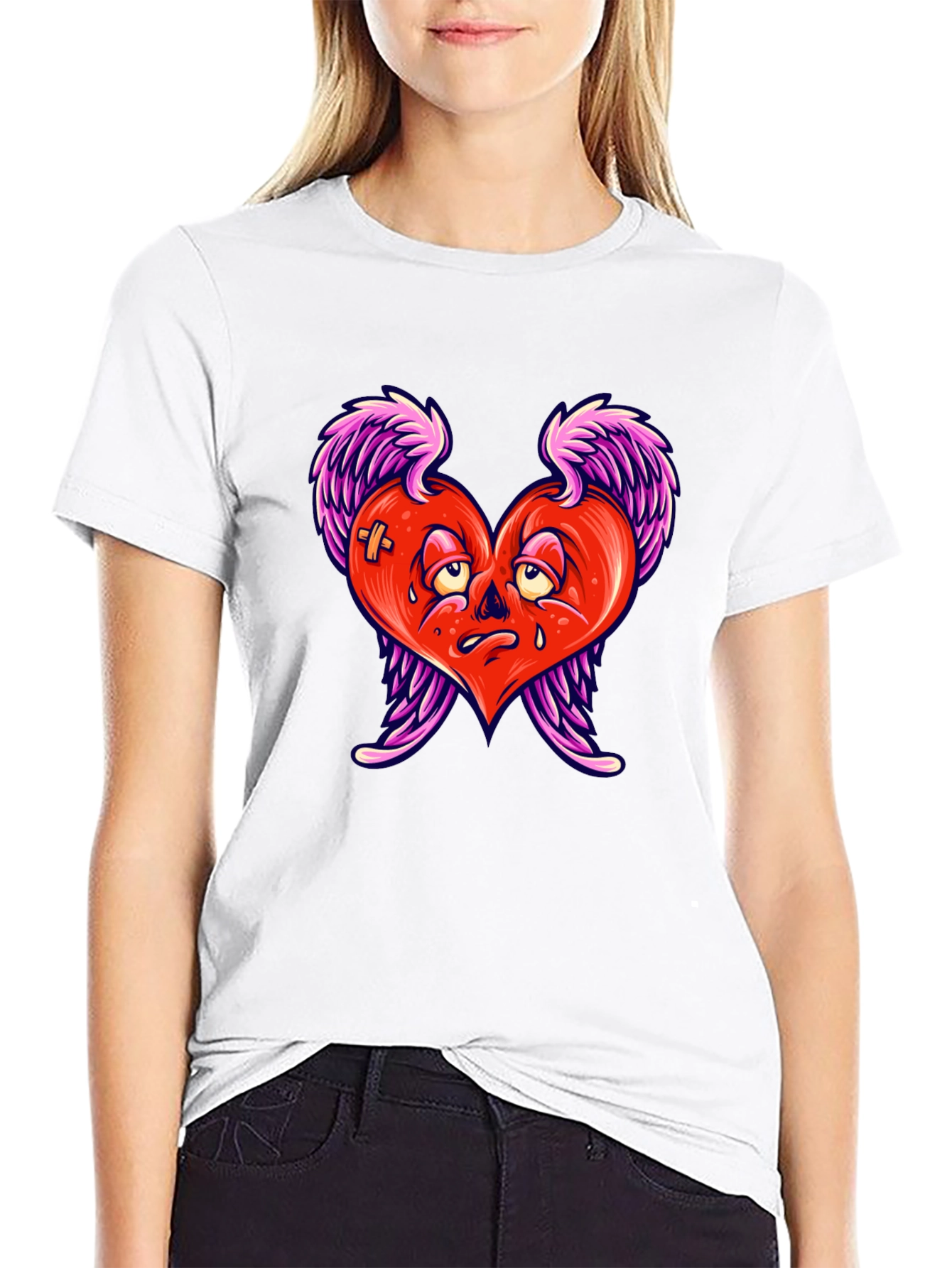 Heartbreak Tee - Winged Heart Graphic Black T-Shirt