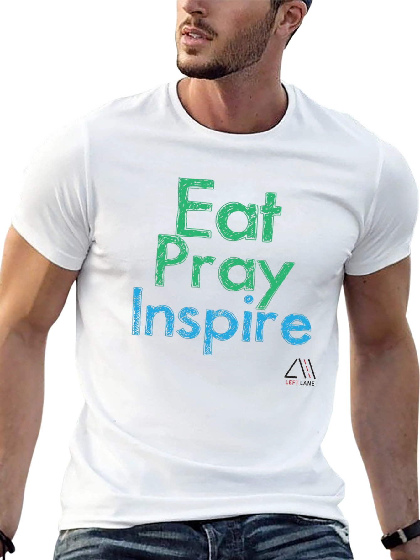 Eat Pray Inspire Black Graphic T-Shirt