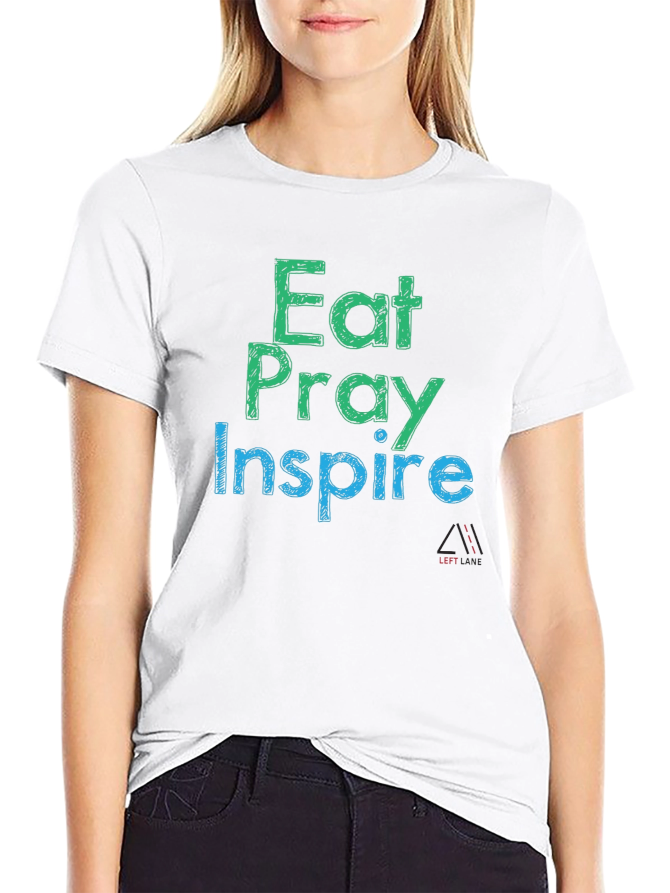 Eat Pray Inspire Black Graphic T-Shirt