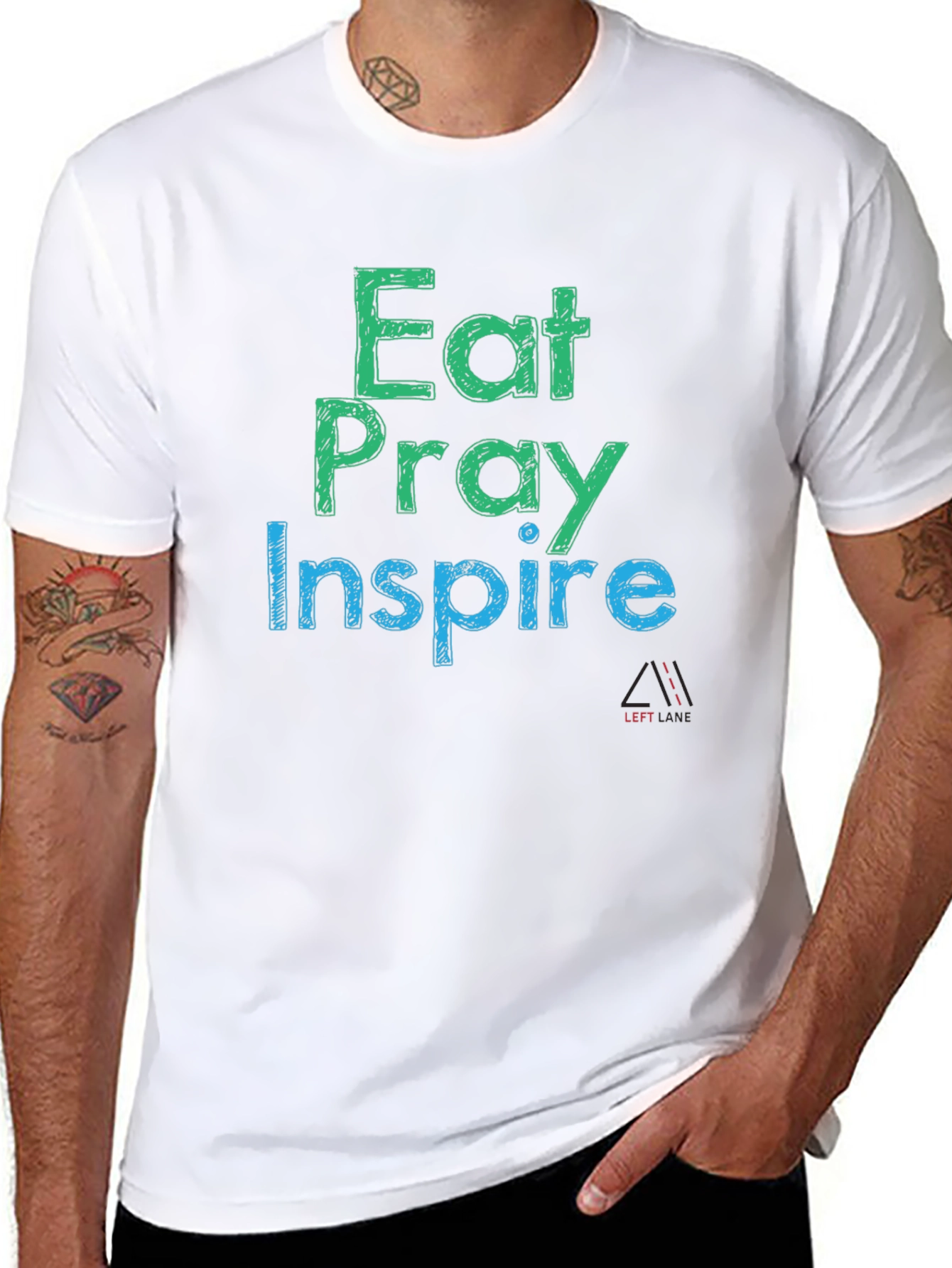 Eat Pray Inspire Black Graphic T-Shirt