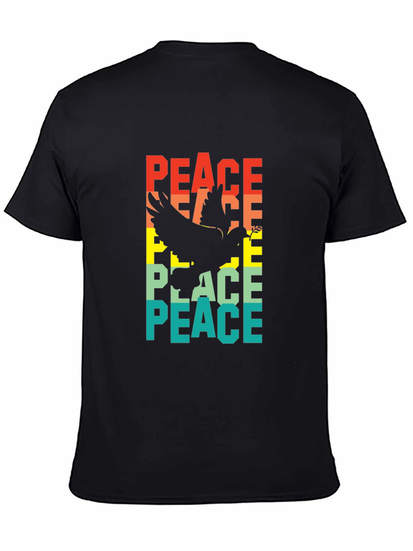 Peace Dove Graphic Tee - Retro Style Black T-Shirt