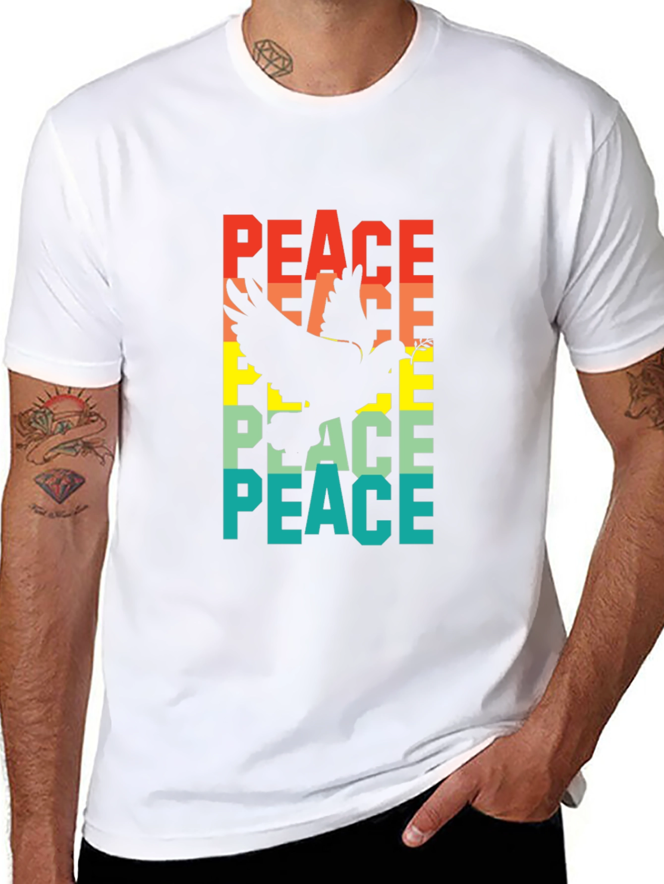 Peace Dove Graphic Tee - Retro Style Black T-Shirt