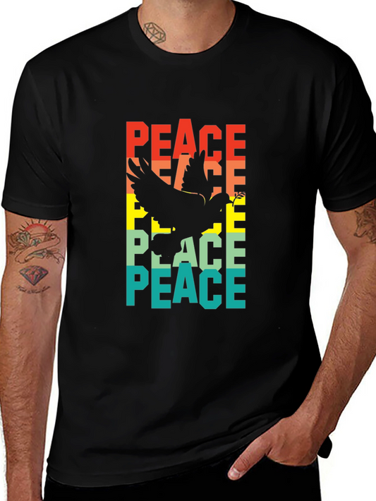 Peace Dove Graphic Tee - Retro Style Black T-Shirt