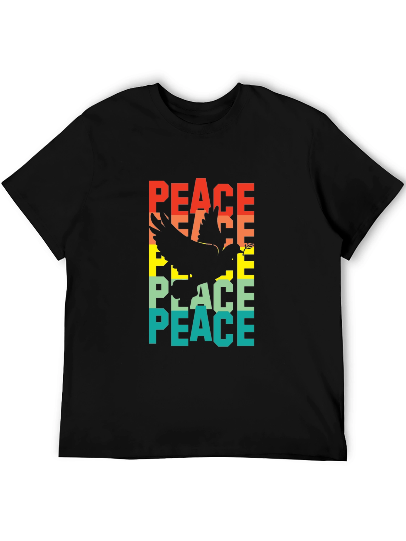 Peace Dove Graphic Tee - Retro Style Black T-Shirt