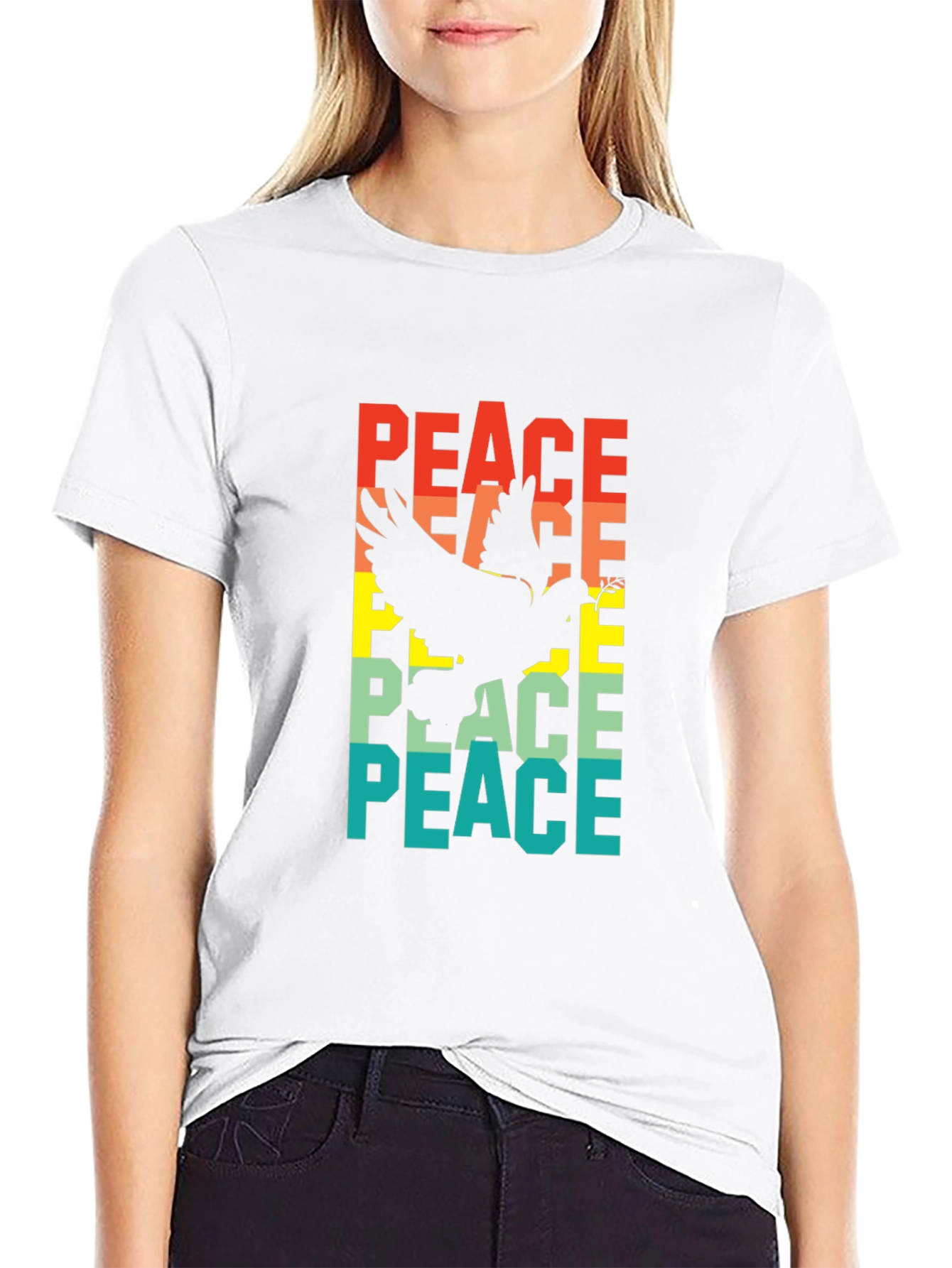 Peace Dove Graphic Tee - Retro Style Black T-Shirt