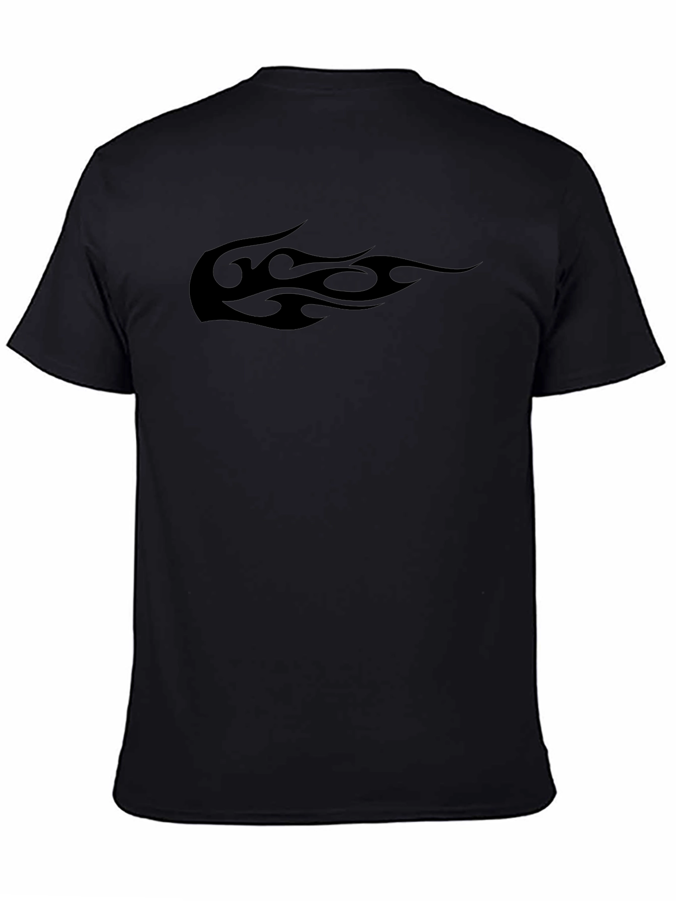 Mens Black Graphic Flame Tee - Casual Style