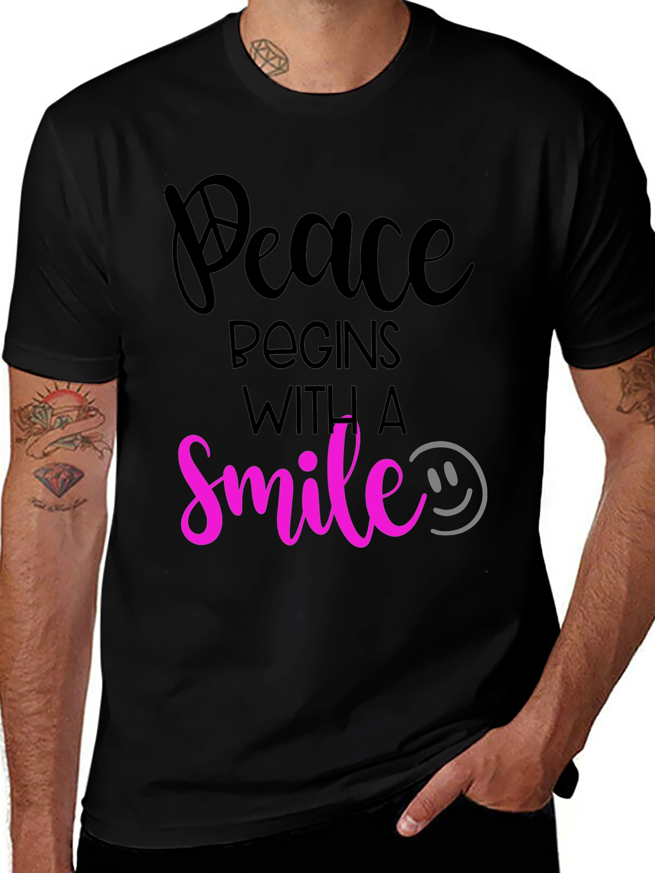 Peace Begins With a Smile Graphic T-Shirt