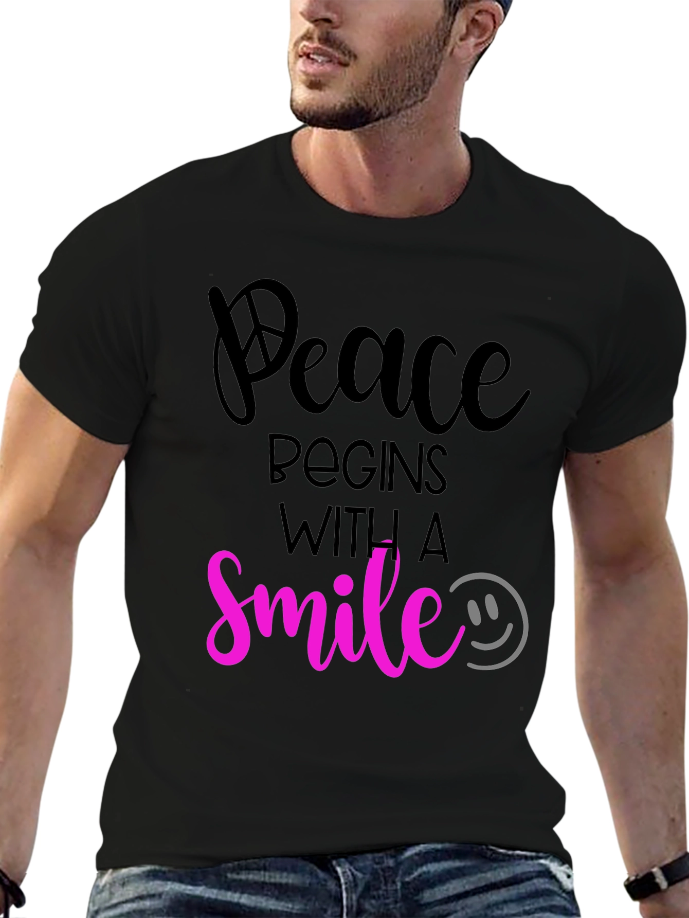 Peace Begins With a Smile Graphic T-Shirt