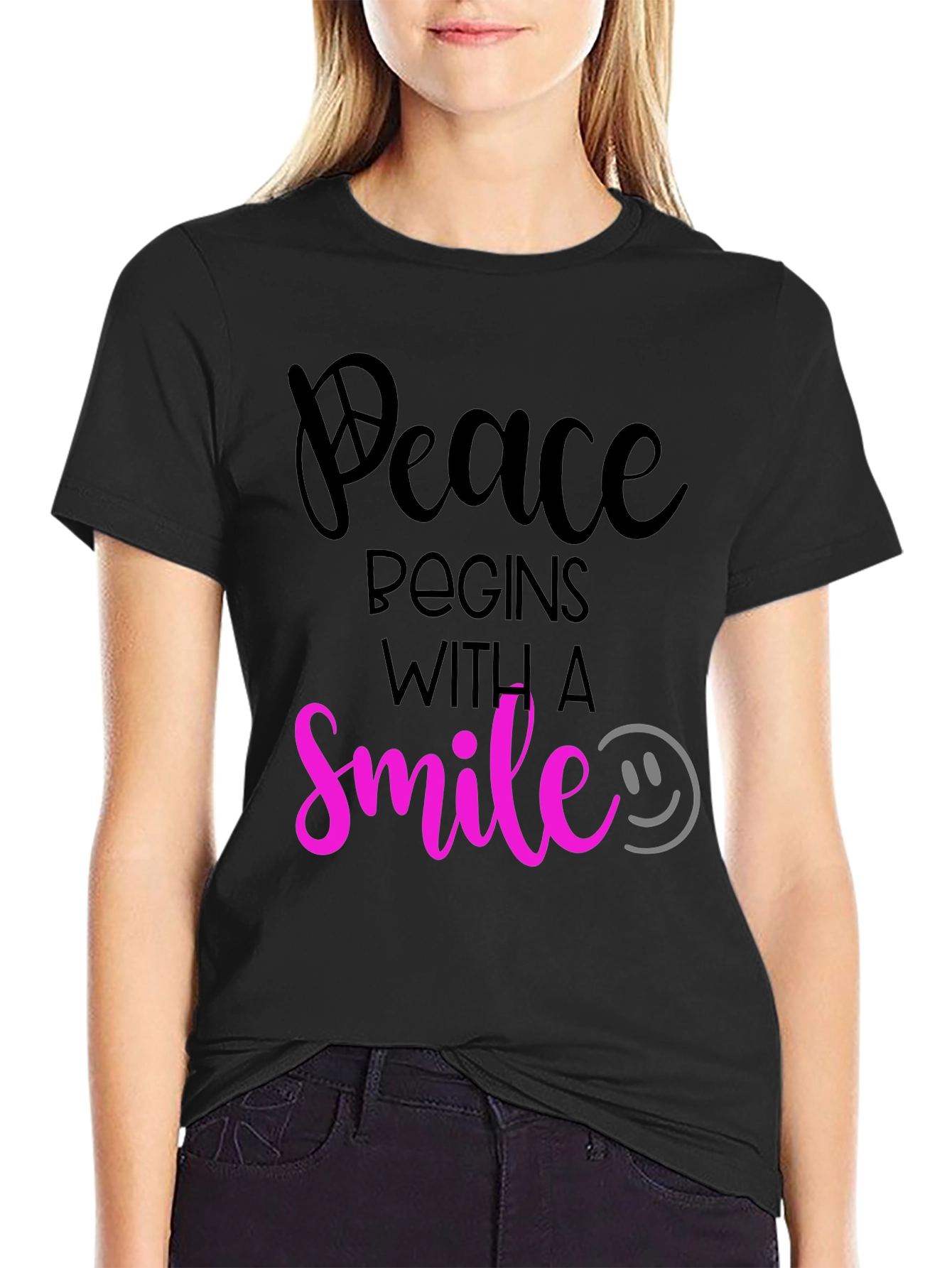 Peace Begins With a Smile Graphic T-Shirt