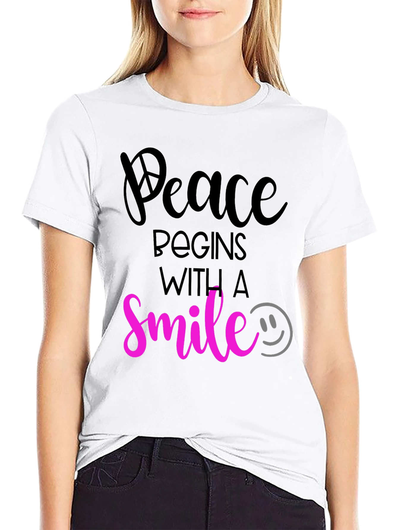 Peace Begins With a Smile Graphic T-Shirt