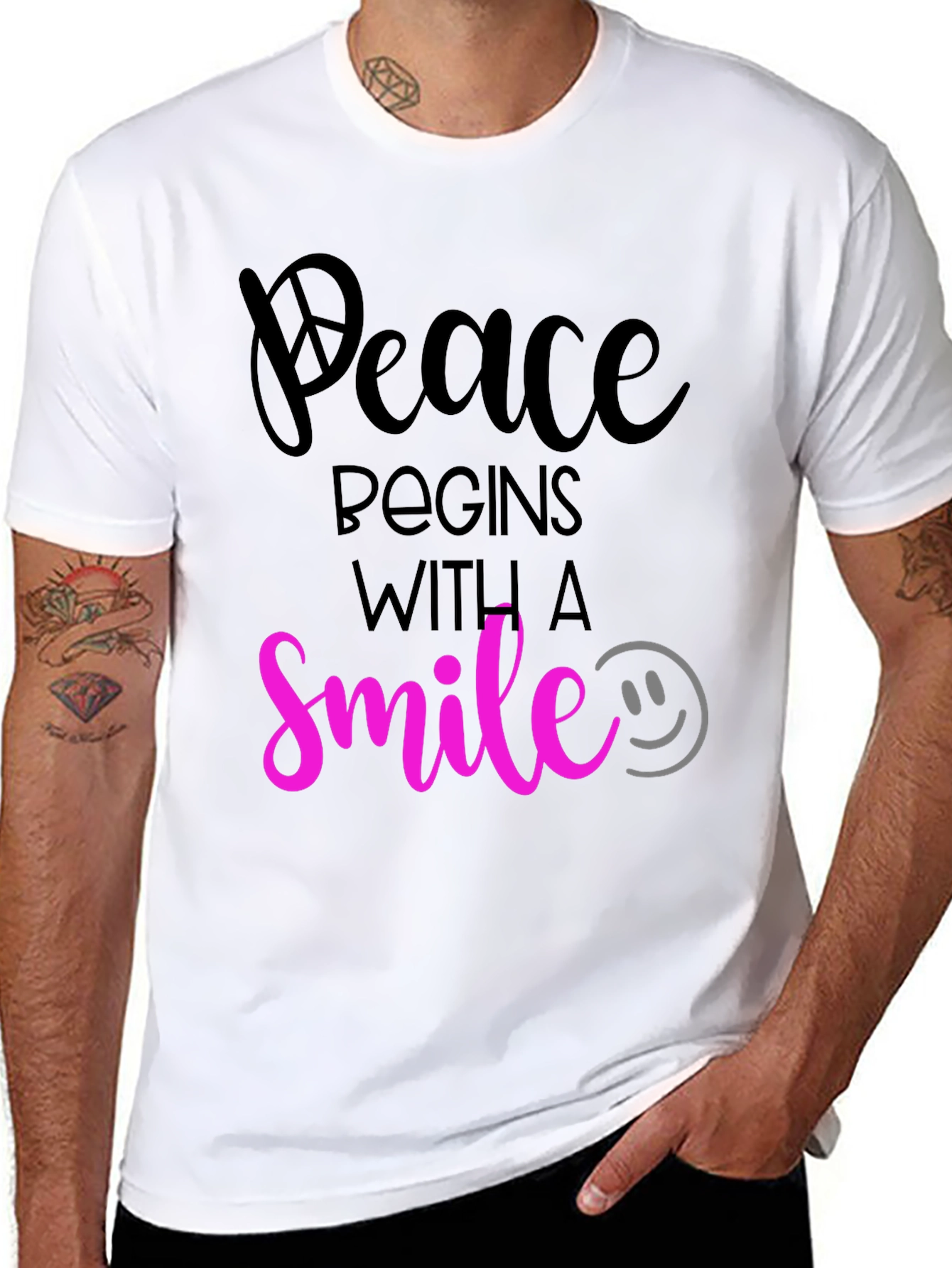 Peace Begins With a Smile Graphic T-Shirt