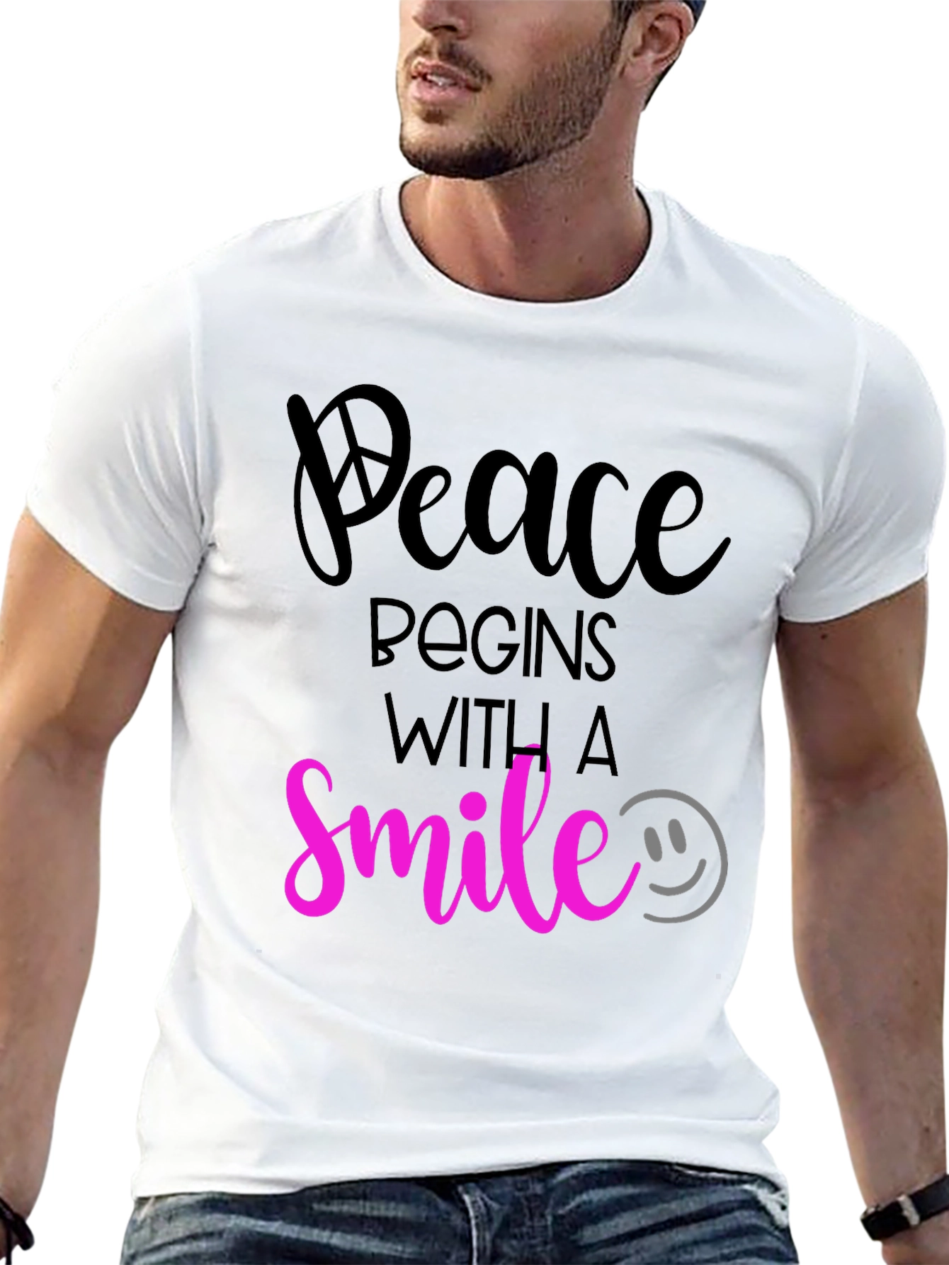 Peace Begins With a Smile Graphic T-Shirt