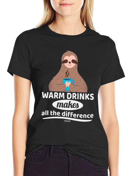 Warm Drinks Sloth Graphic Tee - Comfort First
