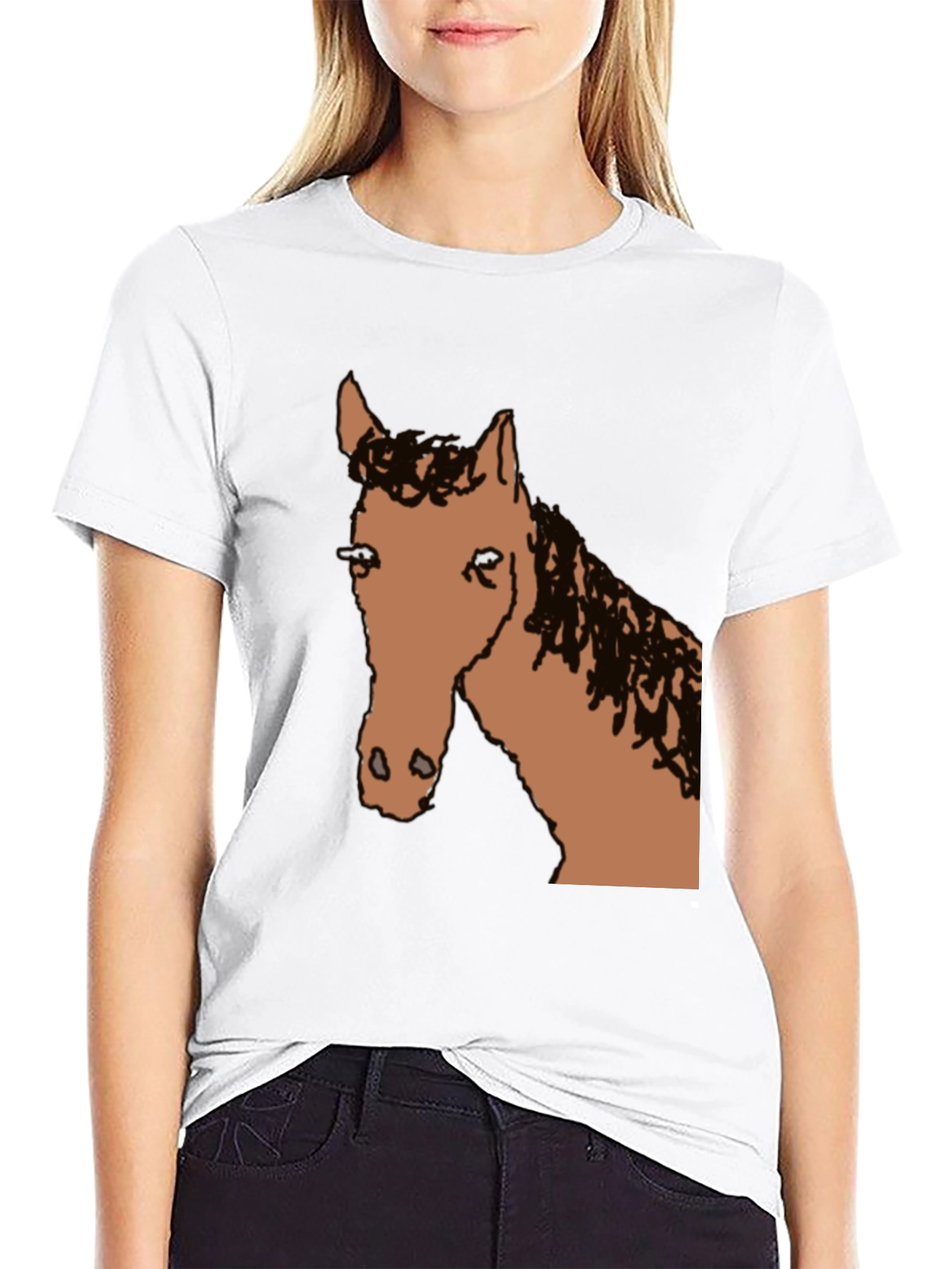 Horse Graphic Tee - Black Cotton Blend