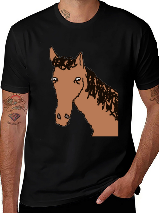 Horse Graphic Tee - Black Cotton Blend