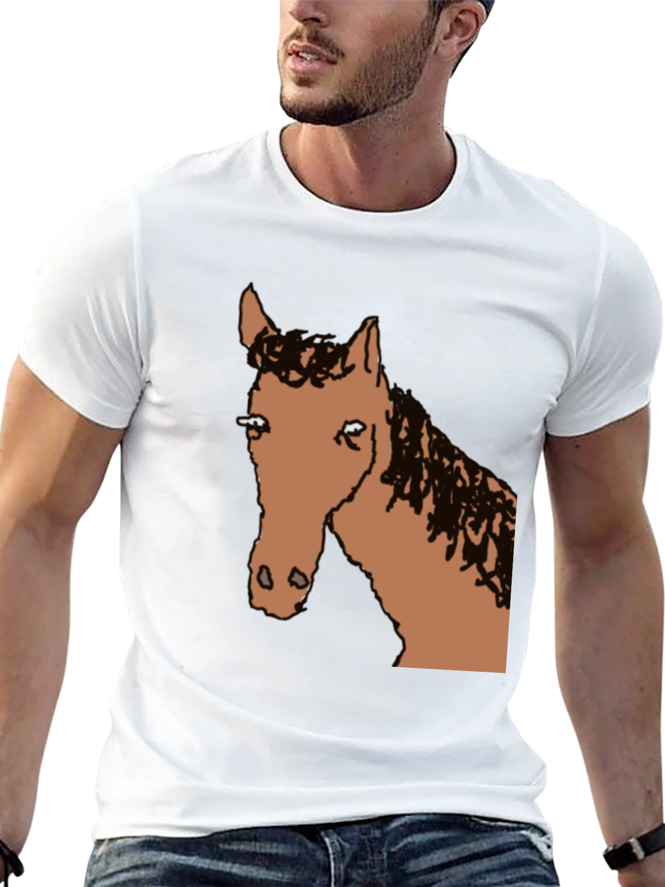 Horse Graphic Tee - Black Cotton Blend