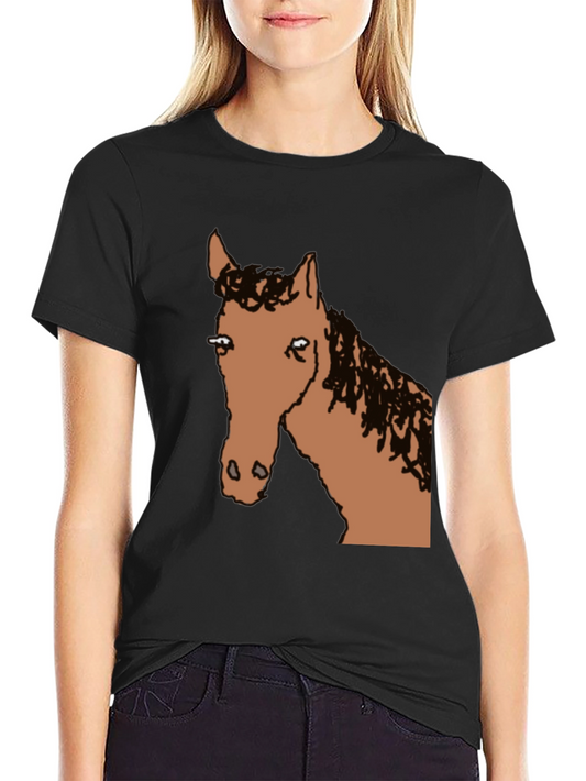 Horse Graphic Tee - Black Cotton Blend