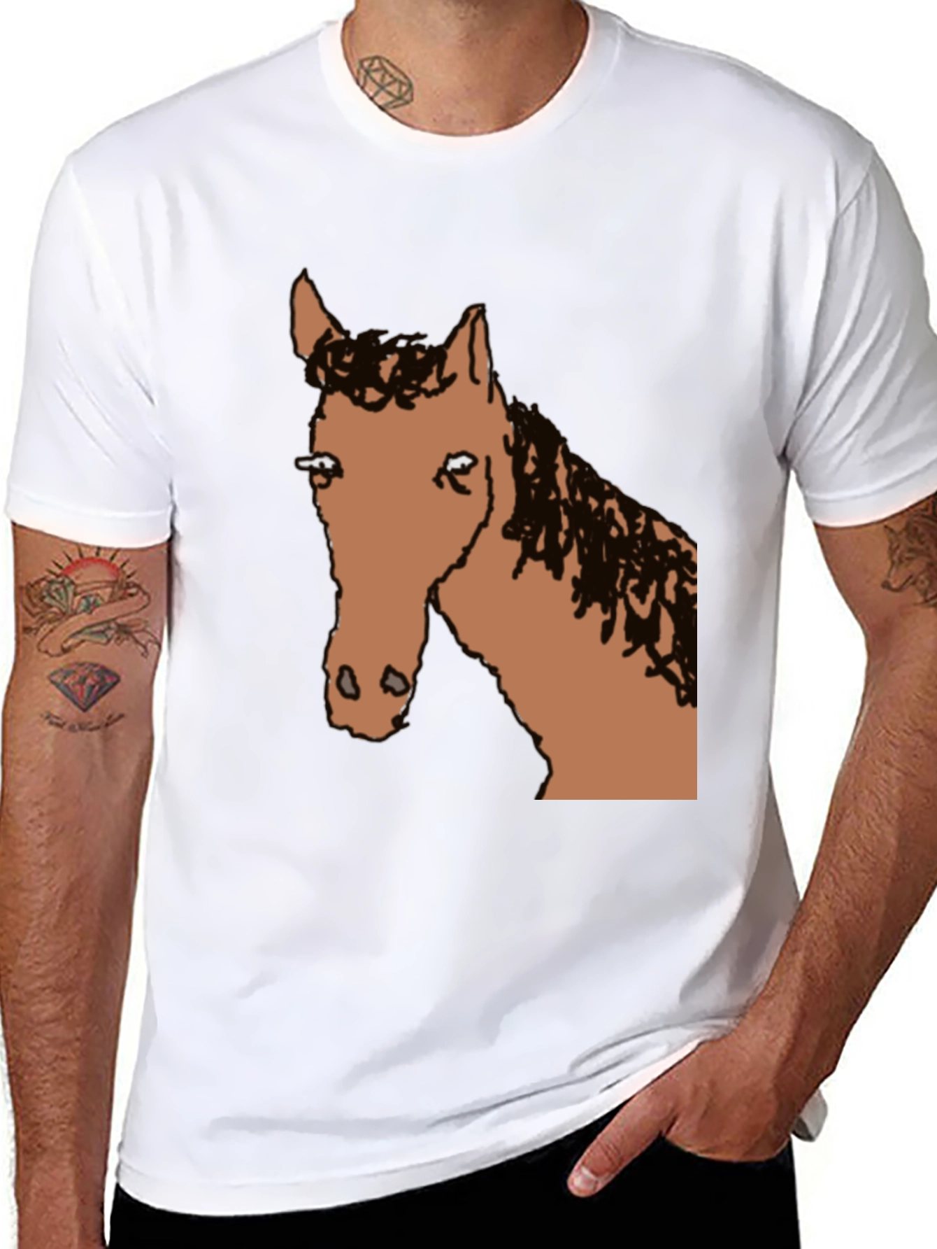 Horse Graphic Tee - Black Cotton Blend