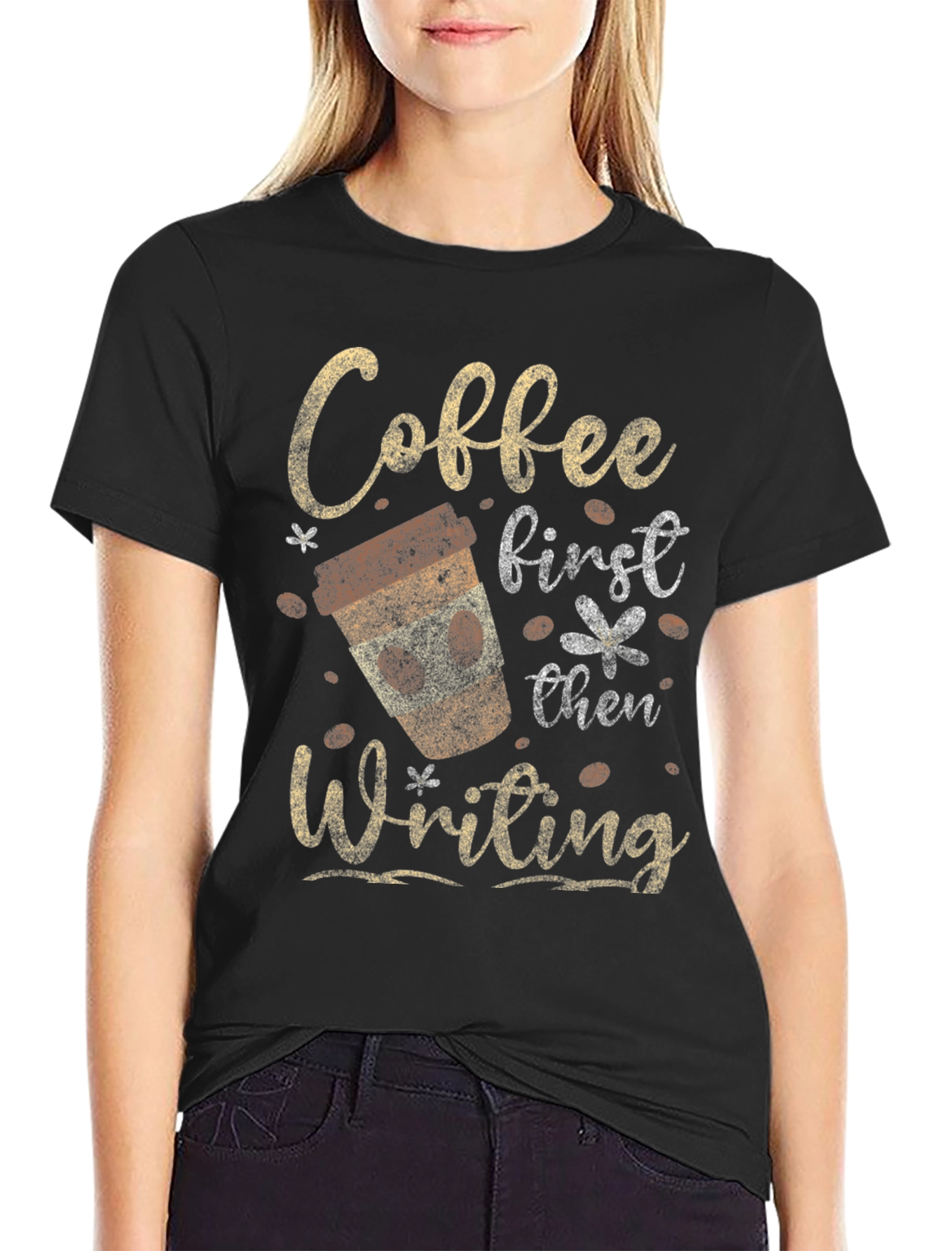 Coffee First Then Writing Graphic Tee