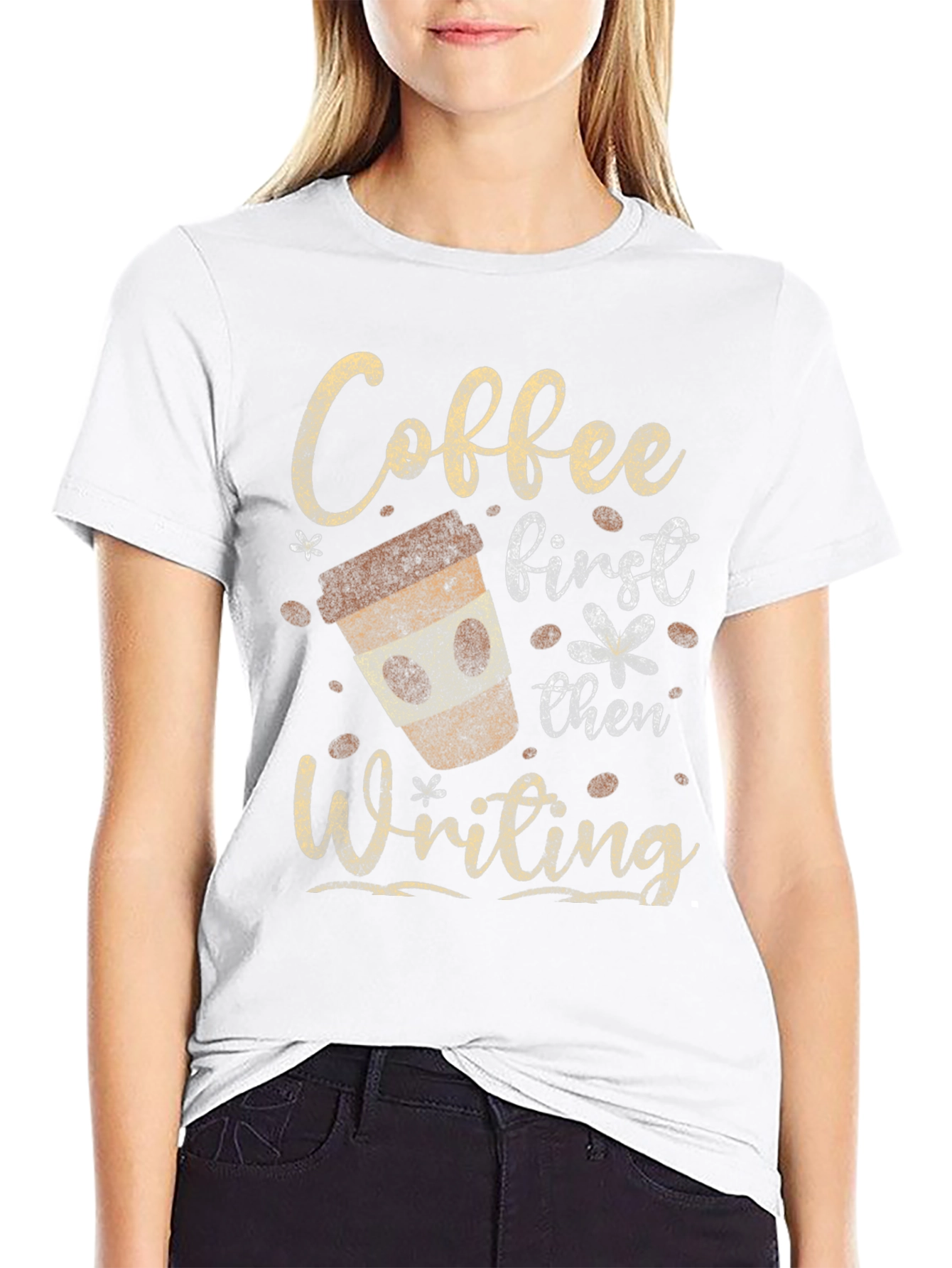 Coffee First Then Writing Graphic Tee