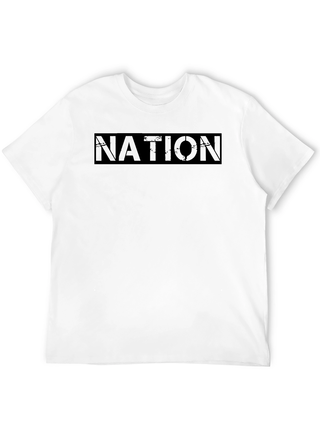 Black Graphic Tee - Nation Text Print