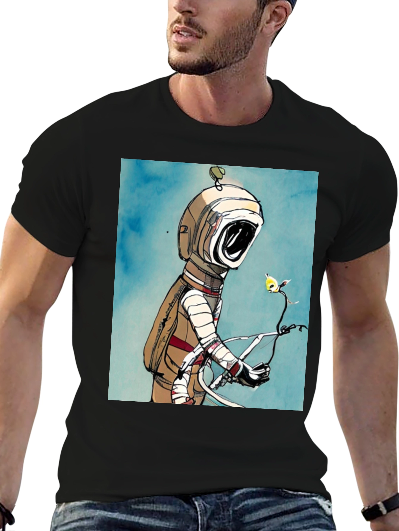 Astronaut & Flower Graphic T-Shirt