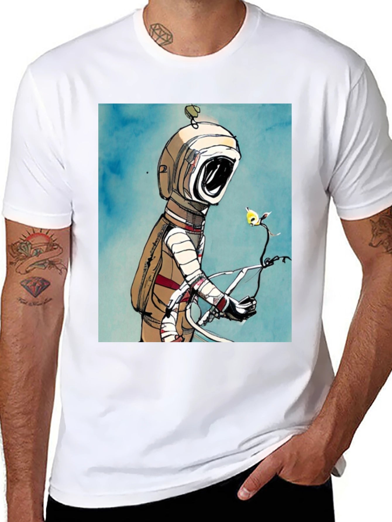 Astronaut & Flower Graphic T-Shirt
