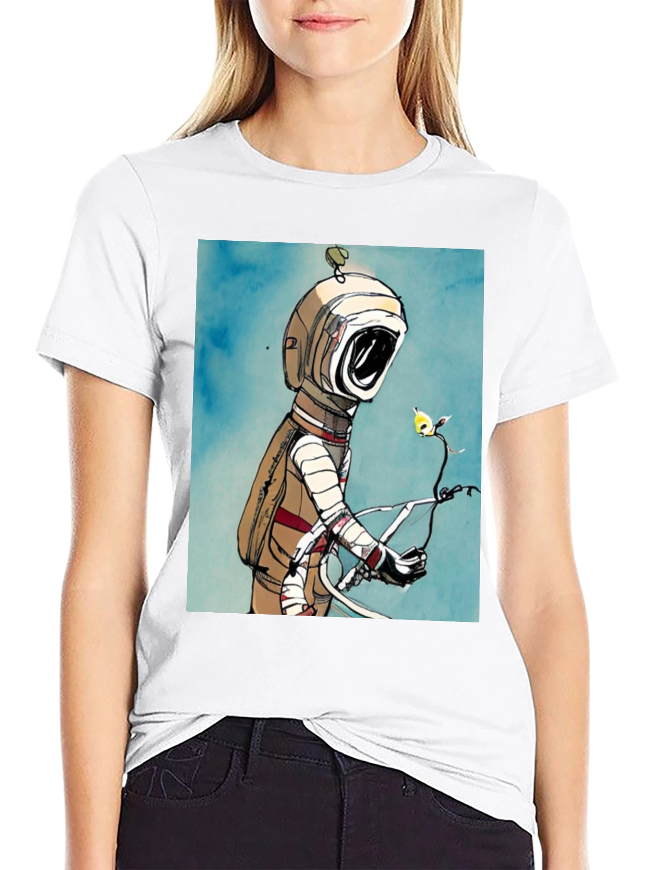 Astronaut & Flower Graphic T-Shirt