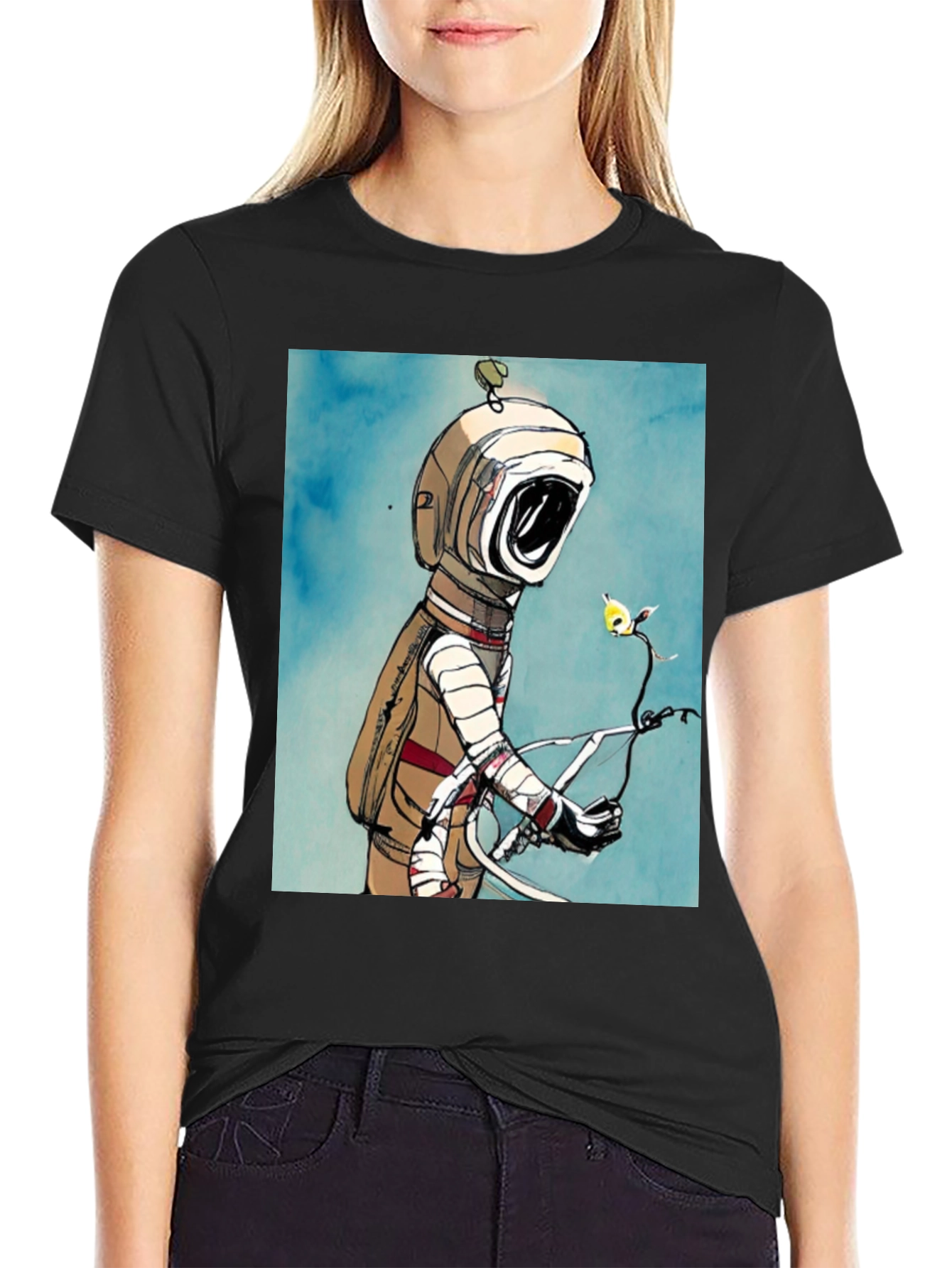 Astronaut & Flower Graphic T-Shirt