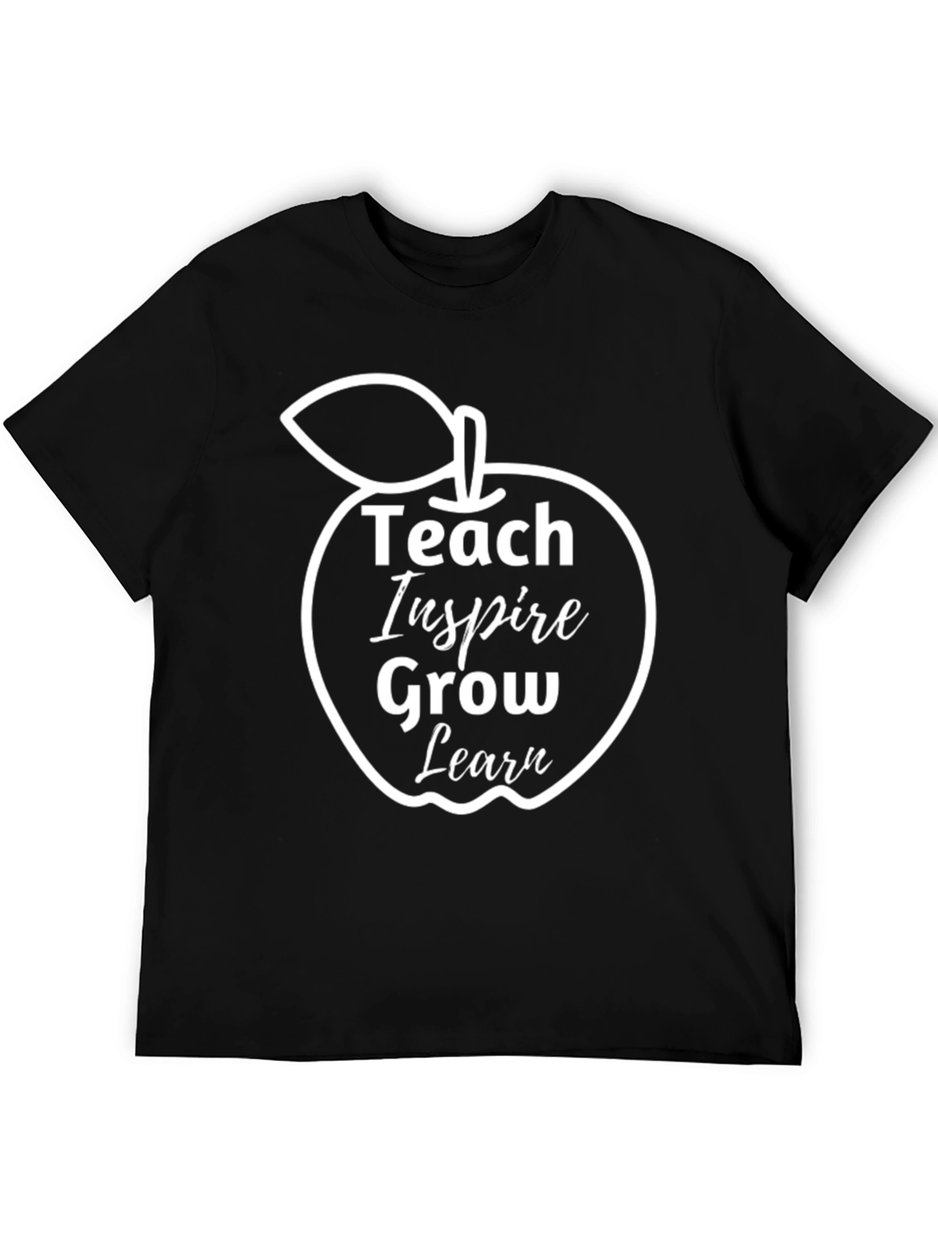 Teacher Inspire Grow Learn Apple Graphic Tee