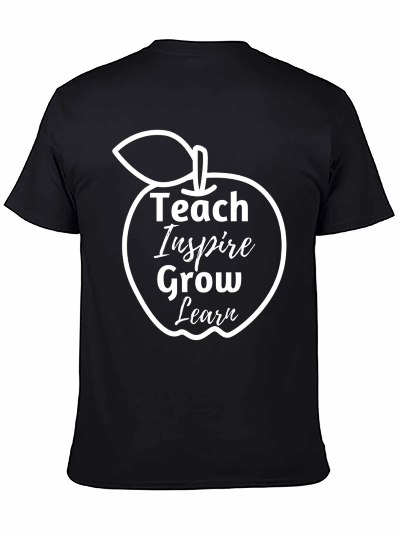 Teacher Inspire Grow Learn Apple Graphic Tee