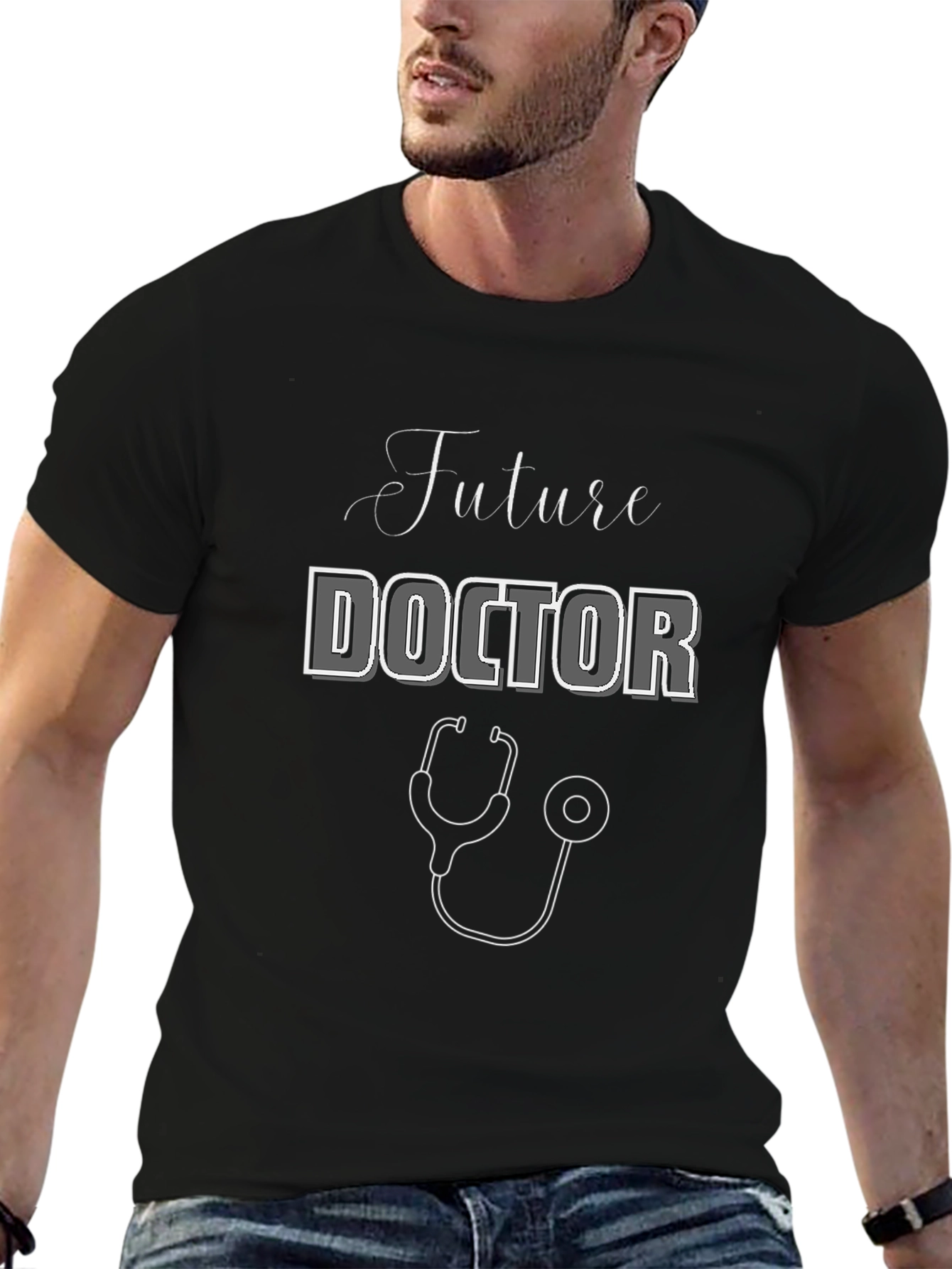 Future Doctor Black Graphic T-Shirt