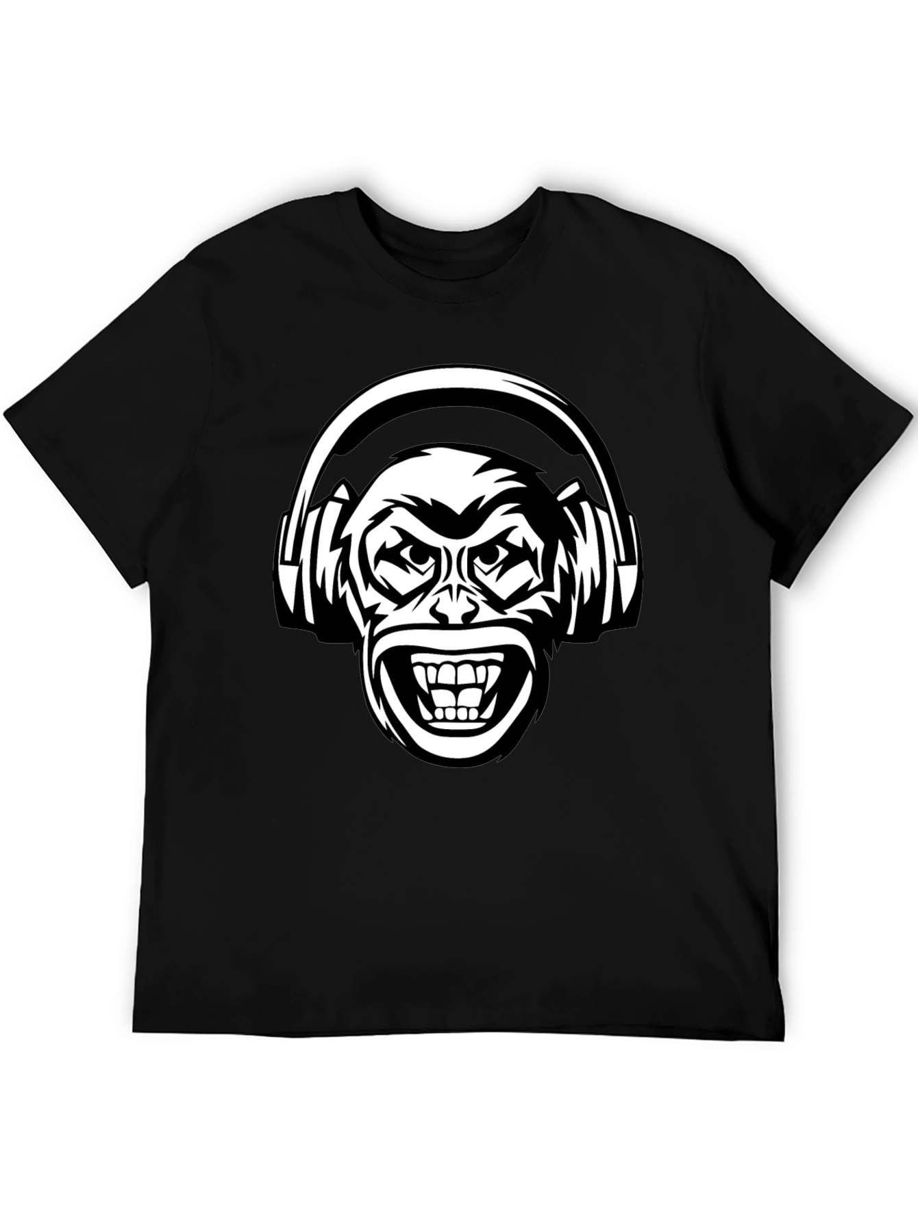 Cool Monkey DJ T-Shirt - Black Graphic Tee