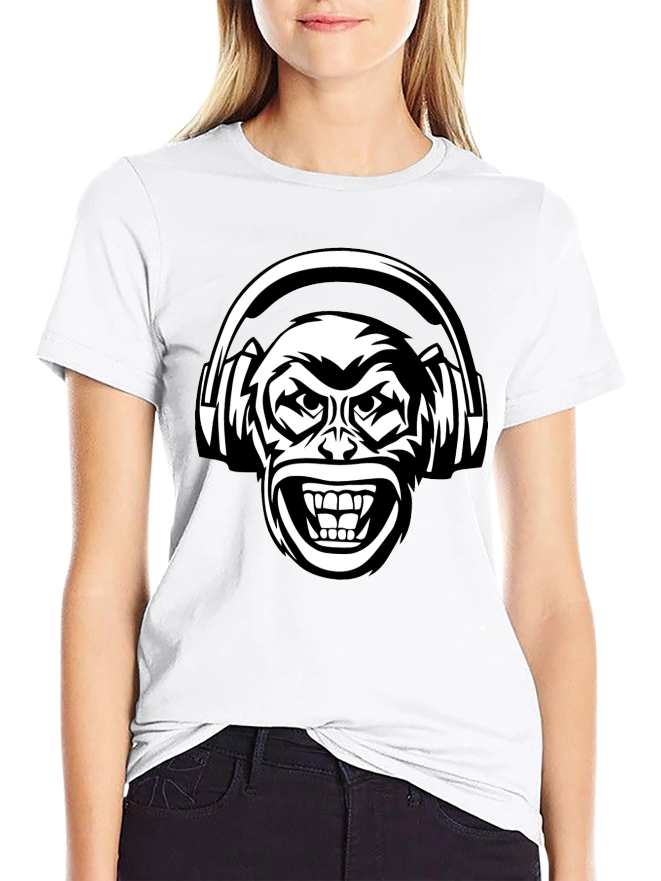 Cool Monkey DJ T-Shirt - Black Graphic Tee